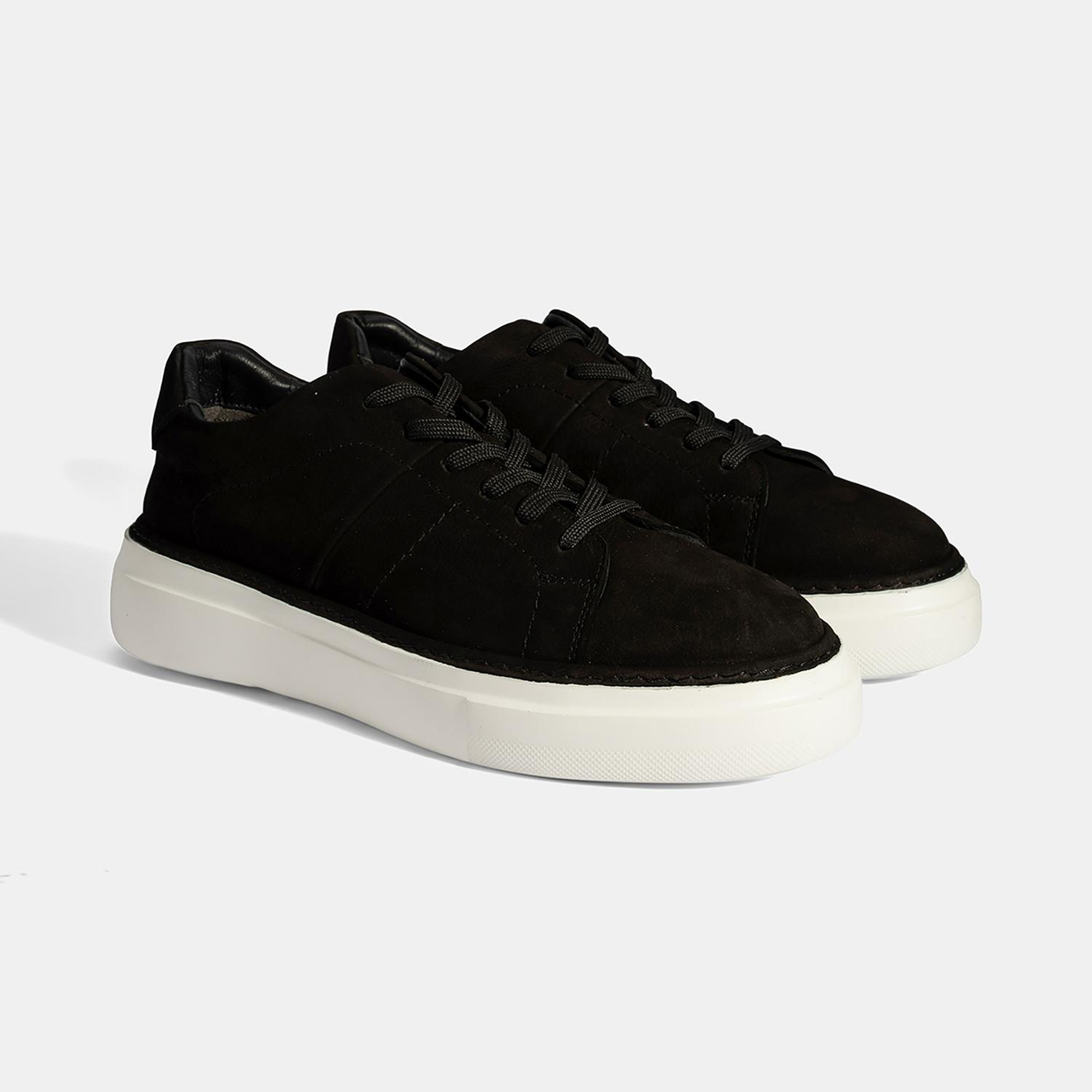 Erkek Siyah Bağcıklı Günlük Nubuk Deri Ayakkabı