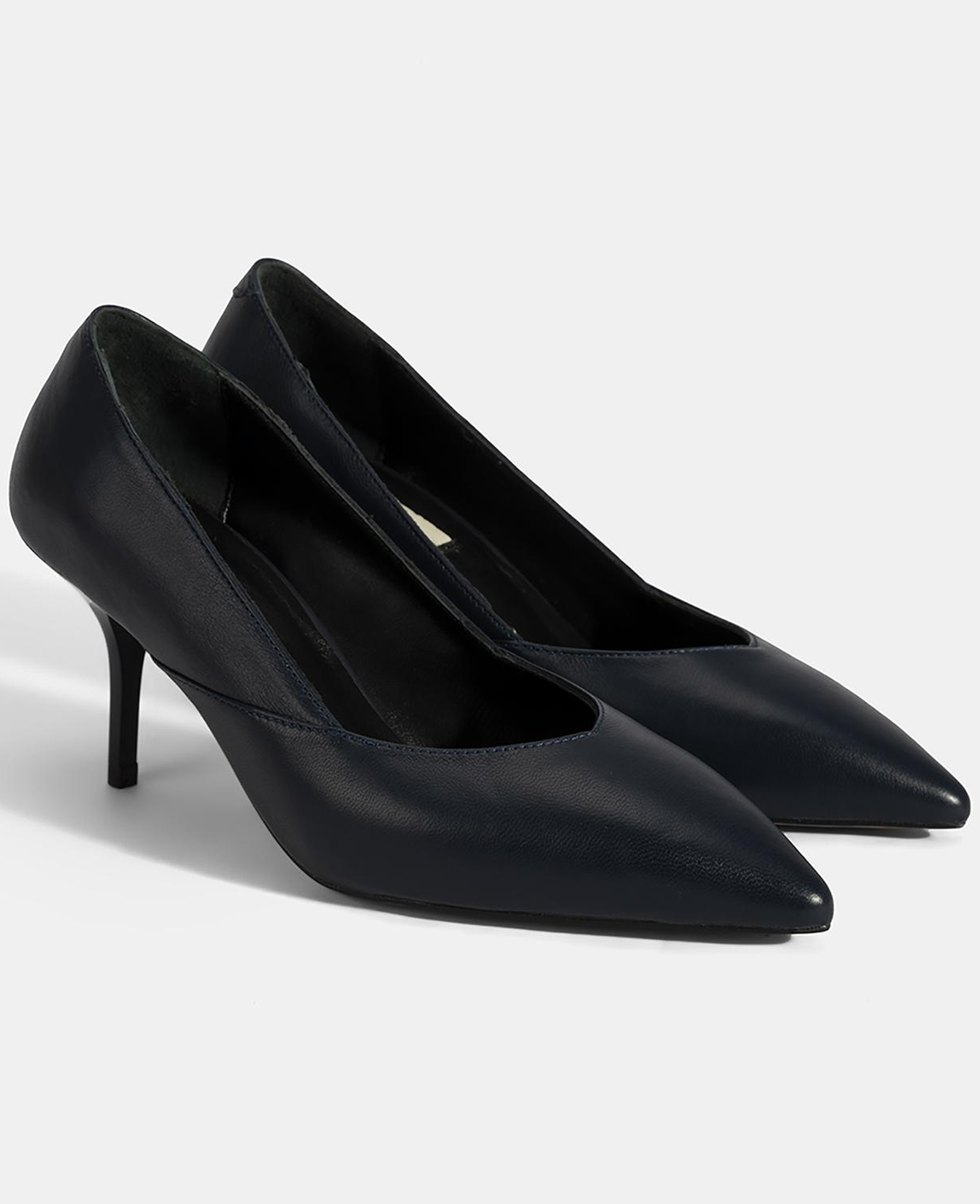 Kadın Lacivert Deri Topuklu Klasik Ayakkabı