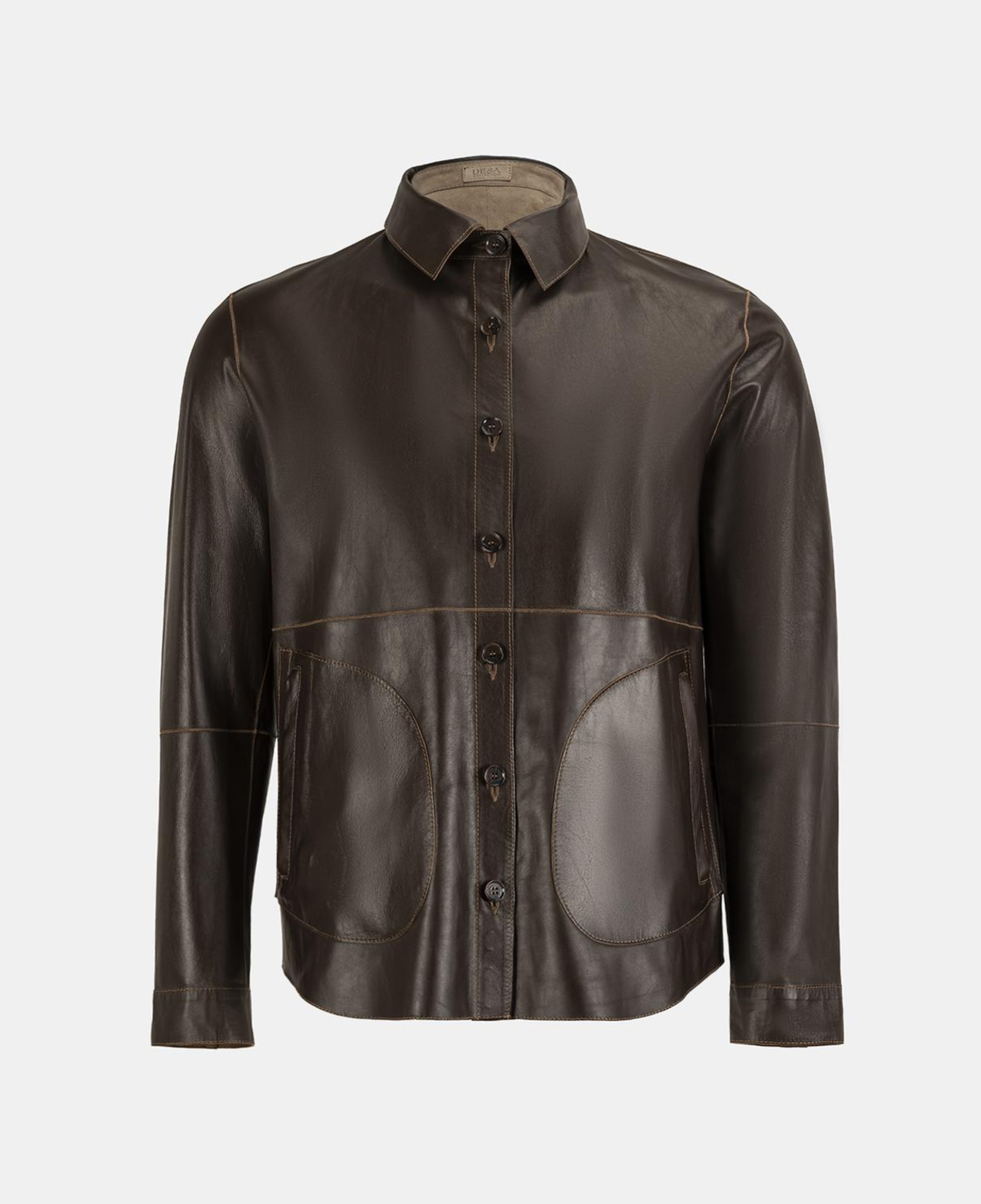 Erkek Taba / Kahve Çift Taraflı Deri Gömlek Ceket