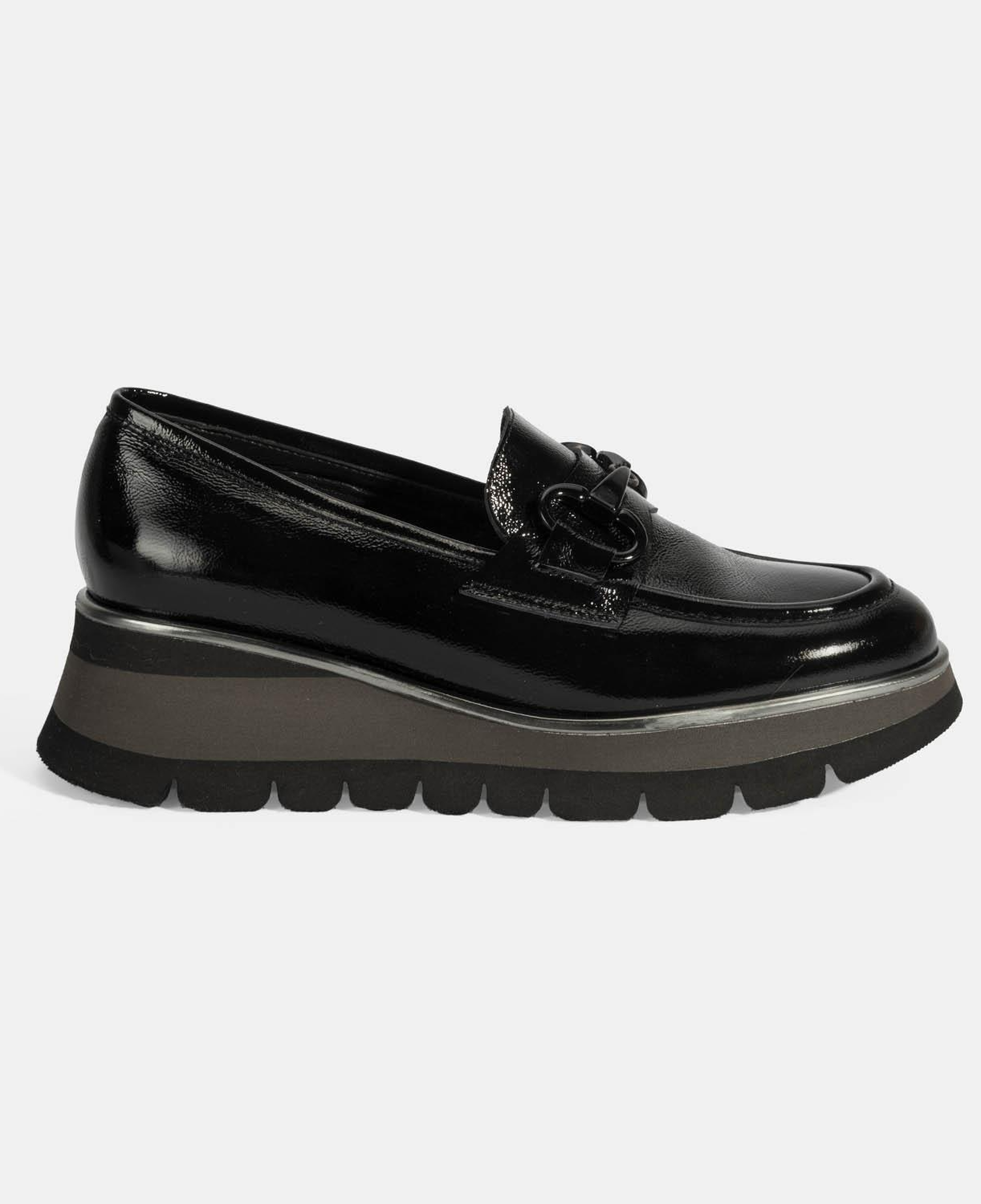 Luca Grossi Kadın Siyah Toka Detaylı Dolgu Topuklu Rugan Loafer