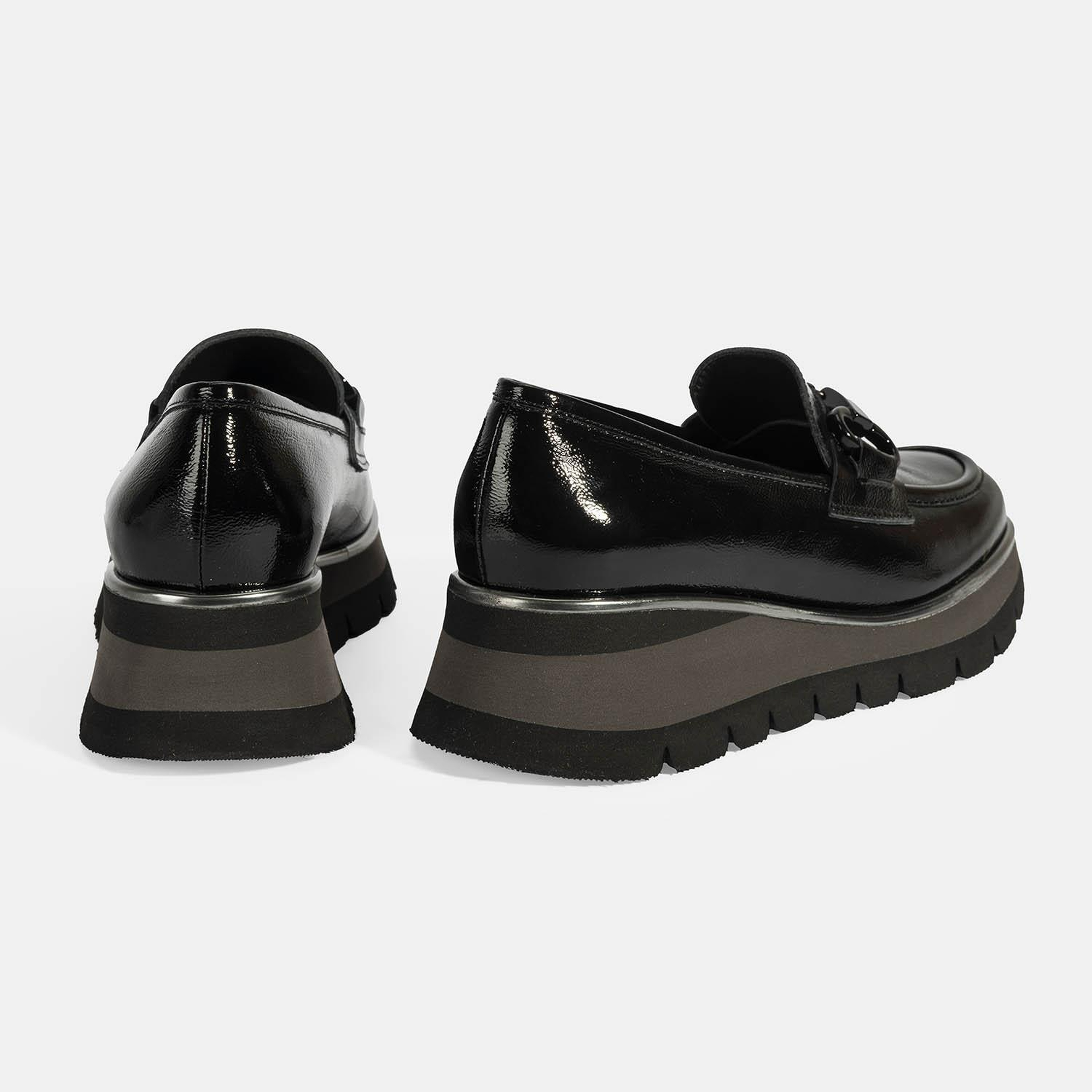 Luca Grossi Kadın Siyah Toka Detaylı Dolgu Topuklu Rugan Loafer