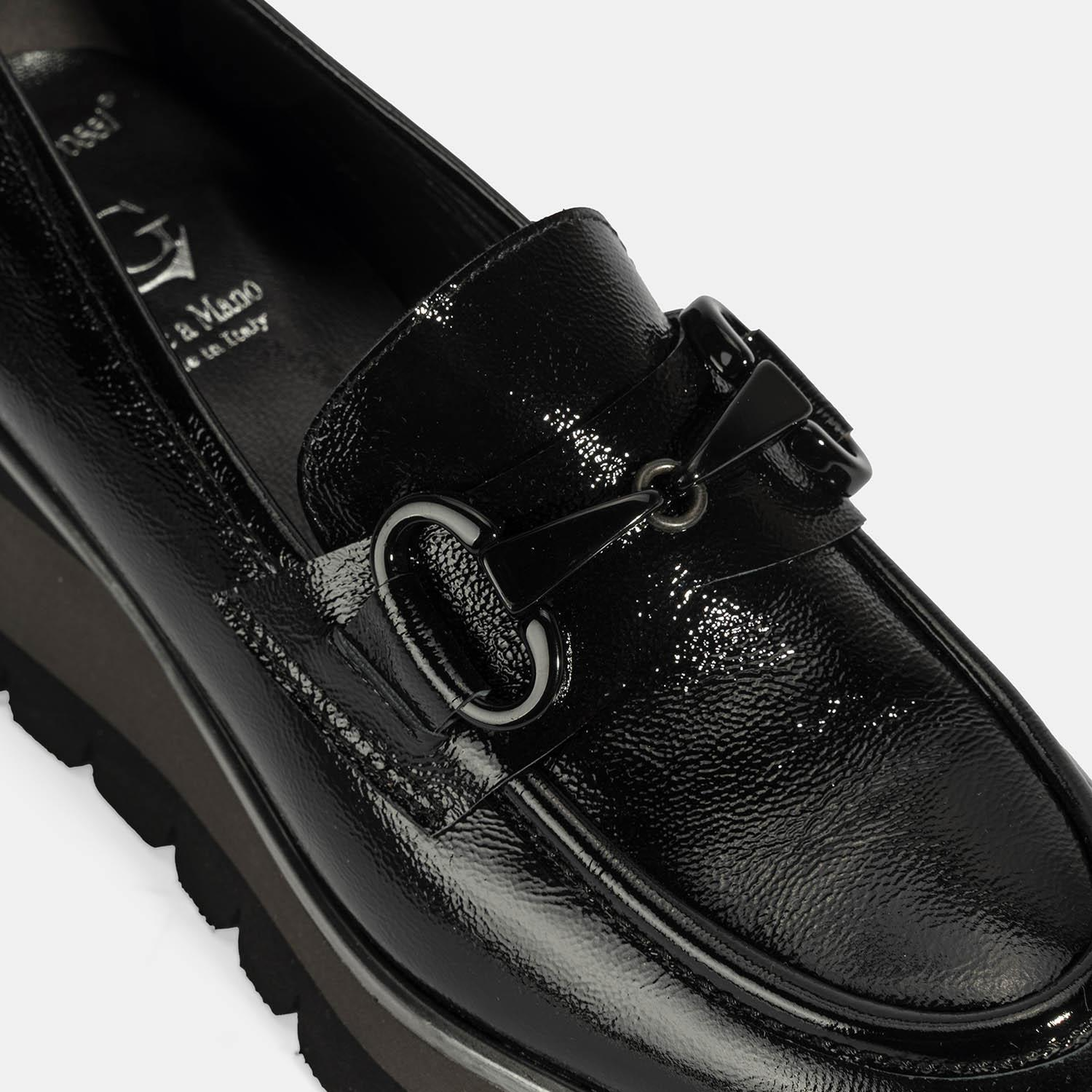 Luca Grossi Kadın Siyah Toka Detaylı Dolgu Topuklu Rugan Loafer