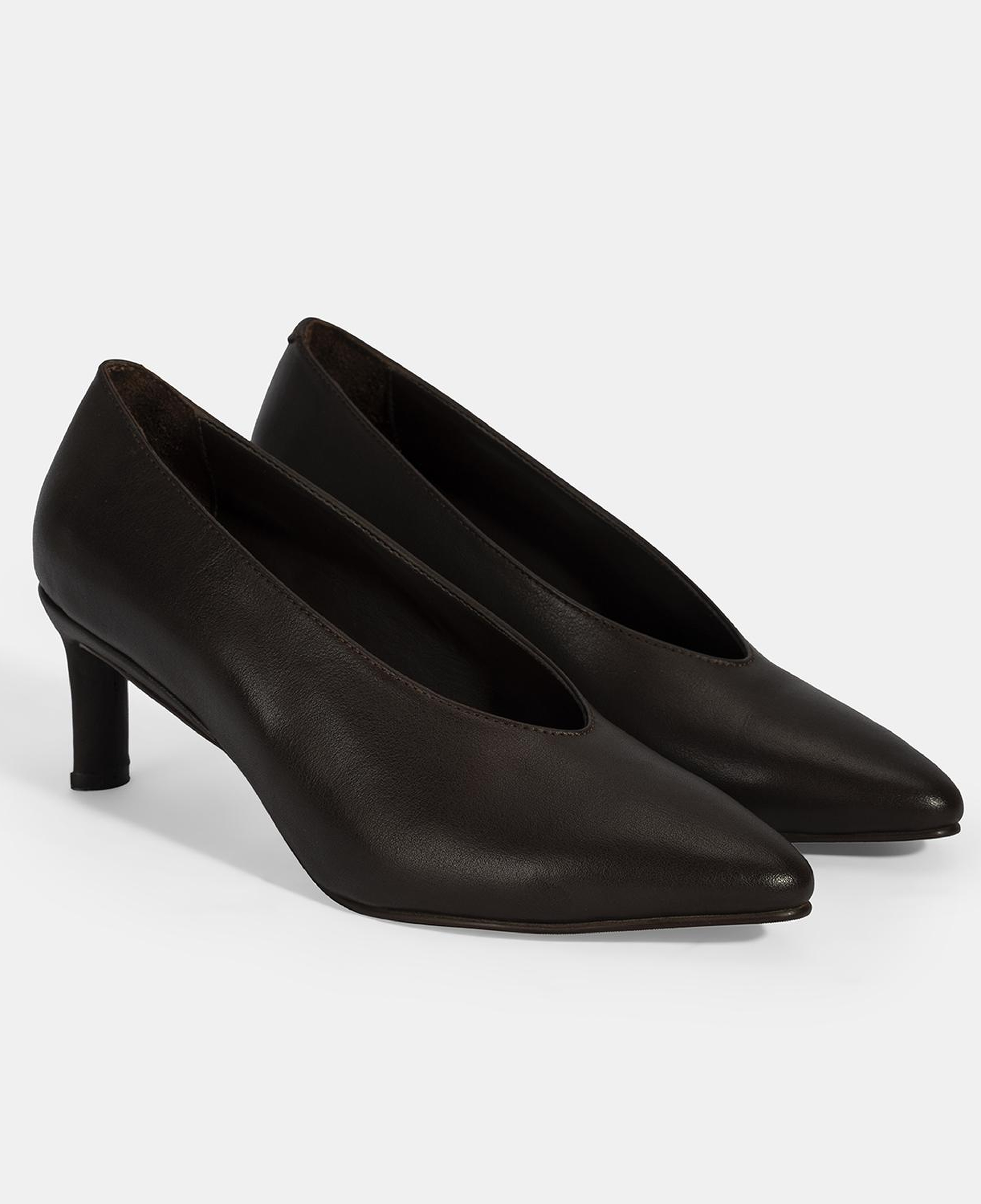 Kadın Kahve Klasik Topuklu Deri Ayakkabı