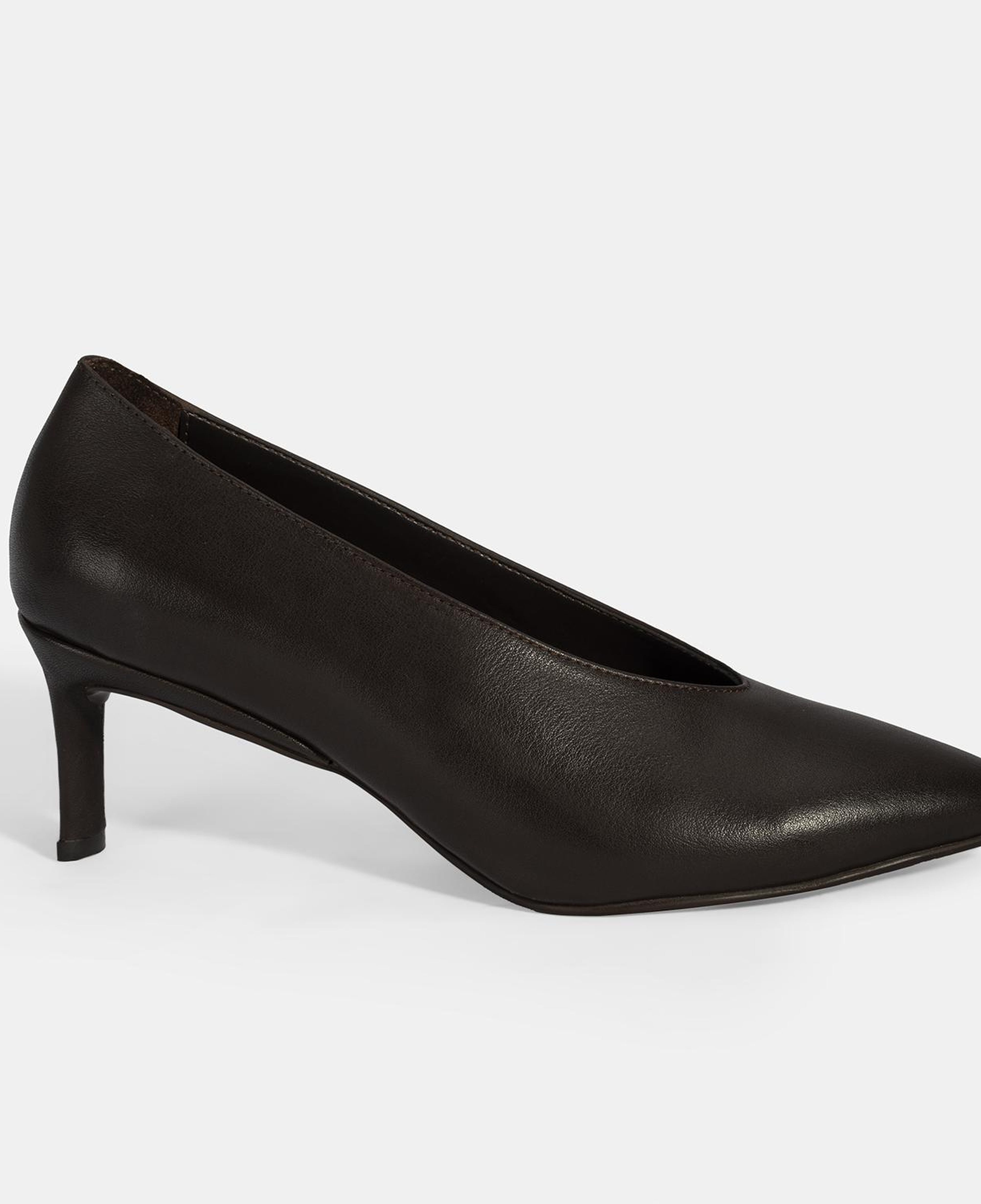 Kadın Kahve Klasik Topuklu Deri Ayakkabı