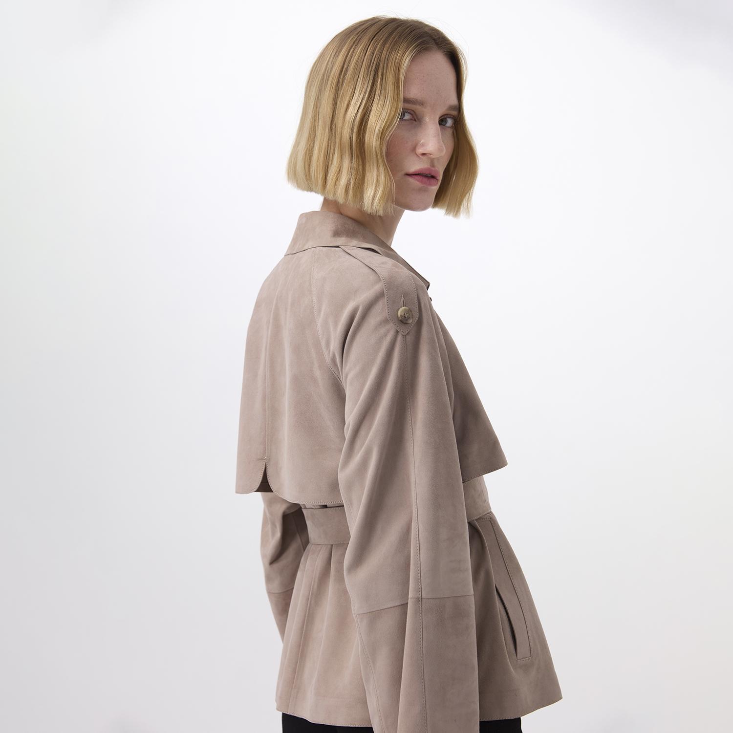 Abree Bej Kadın Süet Deri Ceket