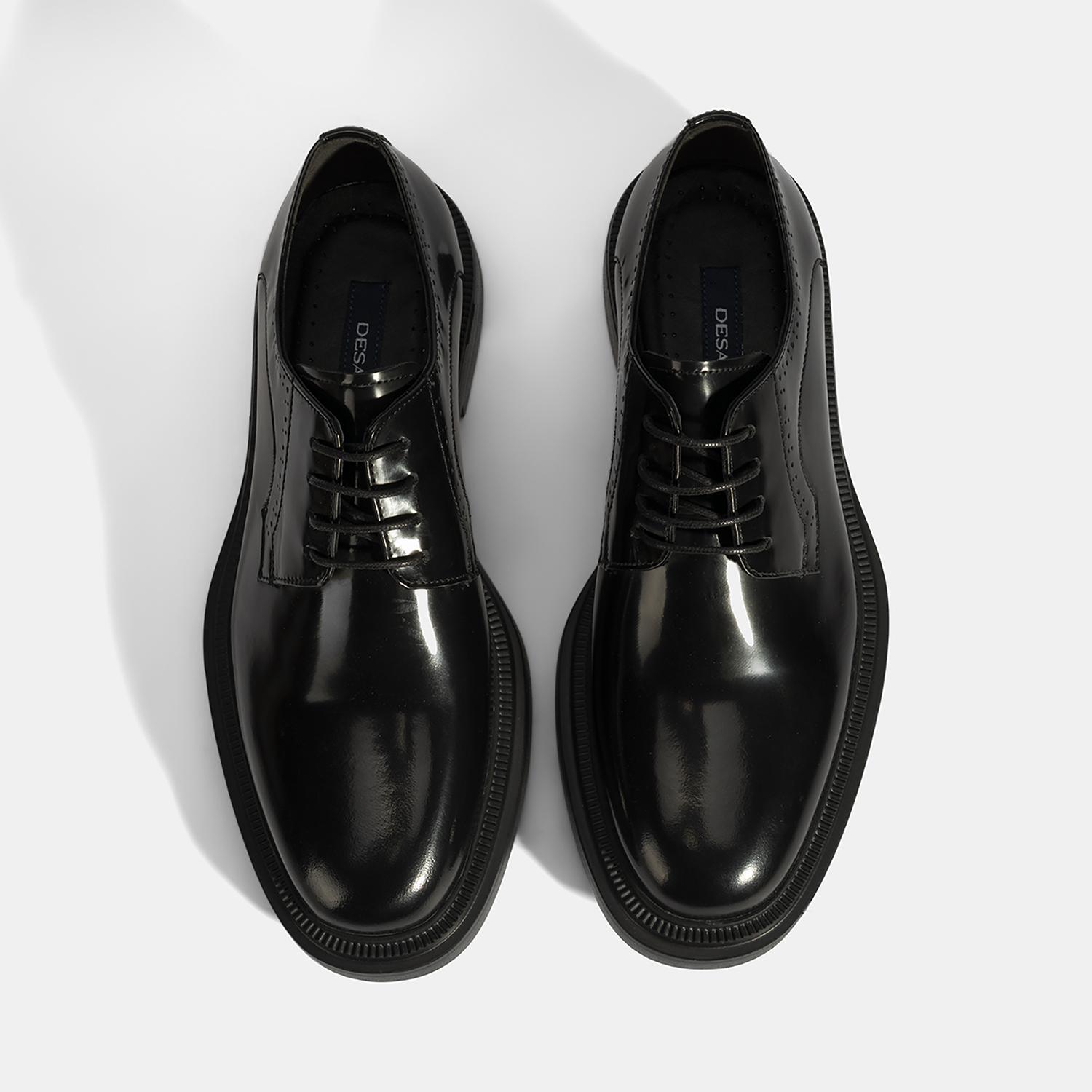 Erkek Siyah Bağcıklı Deri Klasik Ayakkabı