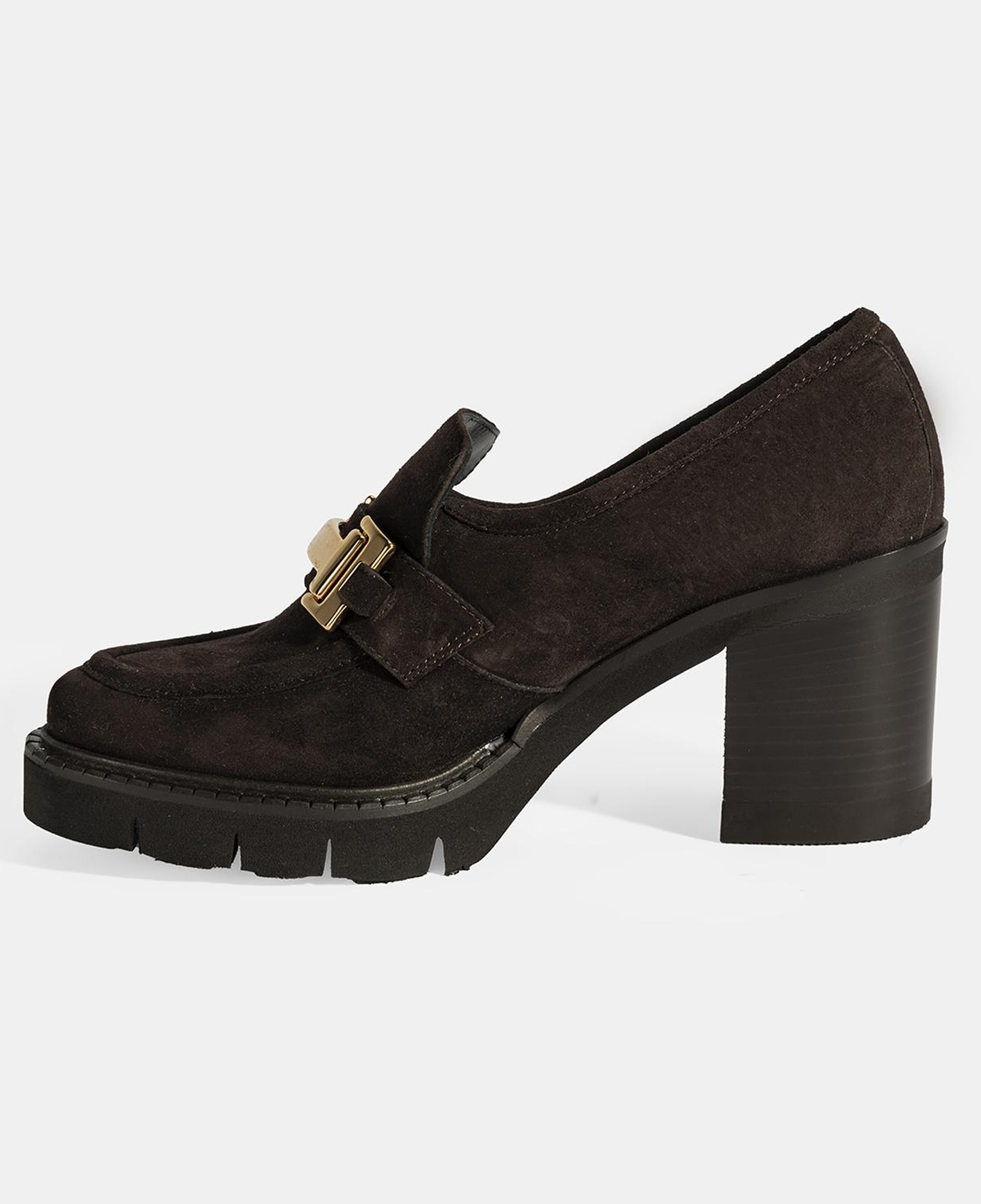 Luca Grossi Kadın Kahve Toka Aksesuarlı Topuklu Süet Loafer