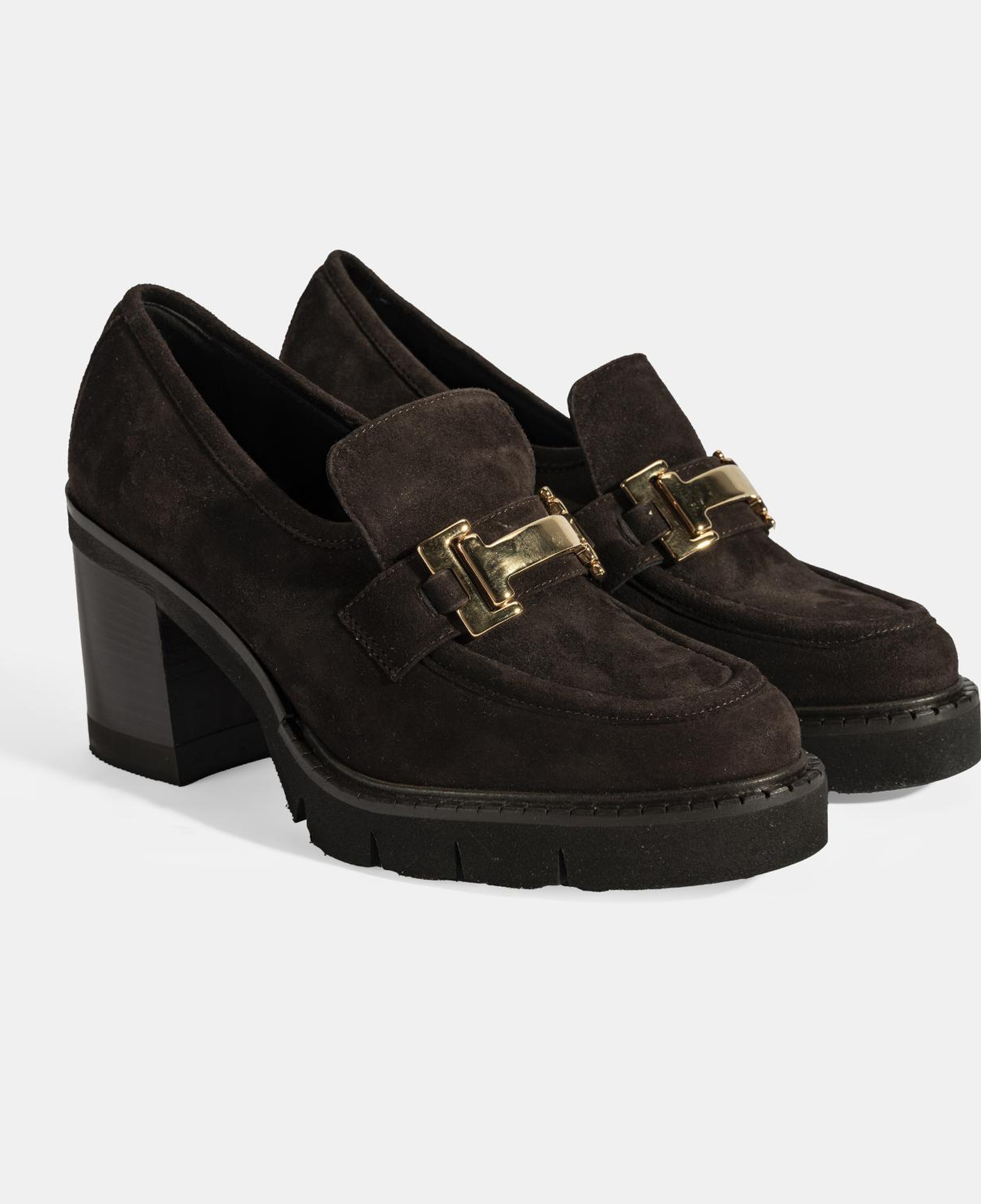 Luca Grossi Kadın Kahve Toka Aksesuarlı Topuklu Süet Loafer