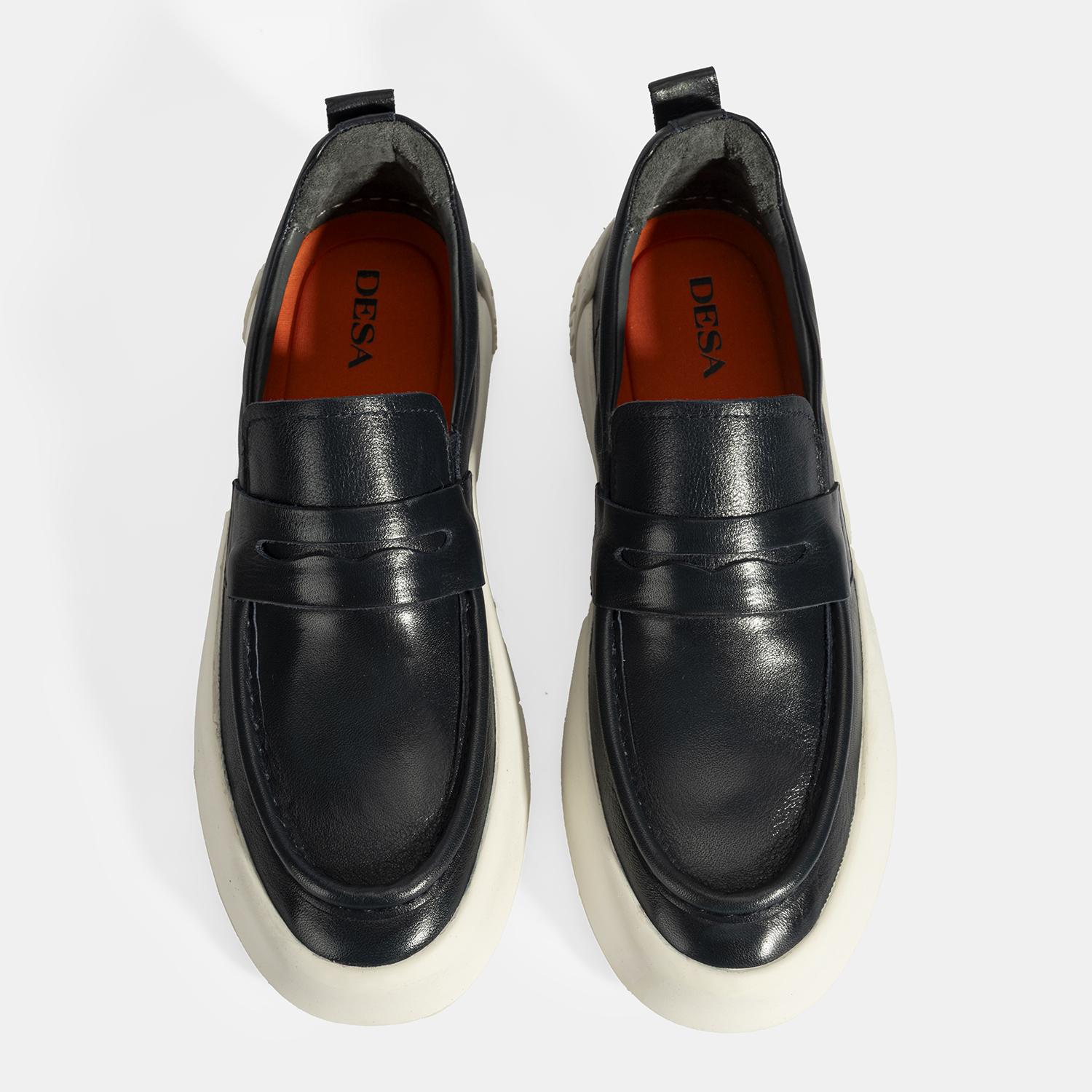 Erkek Lacivert Deri Loafer