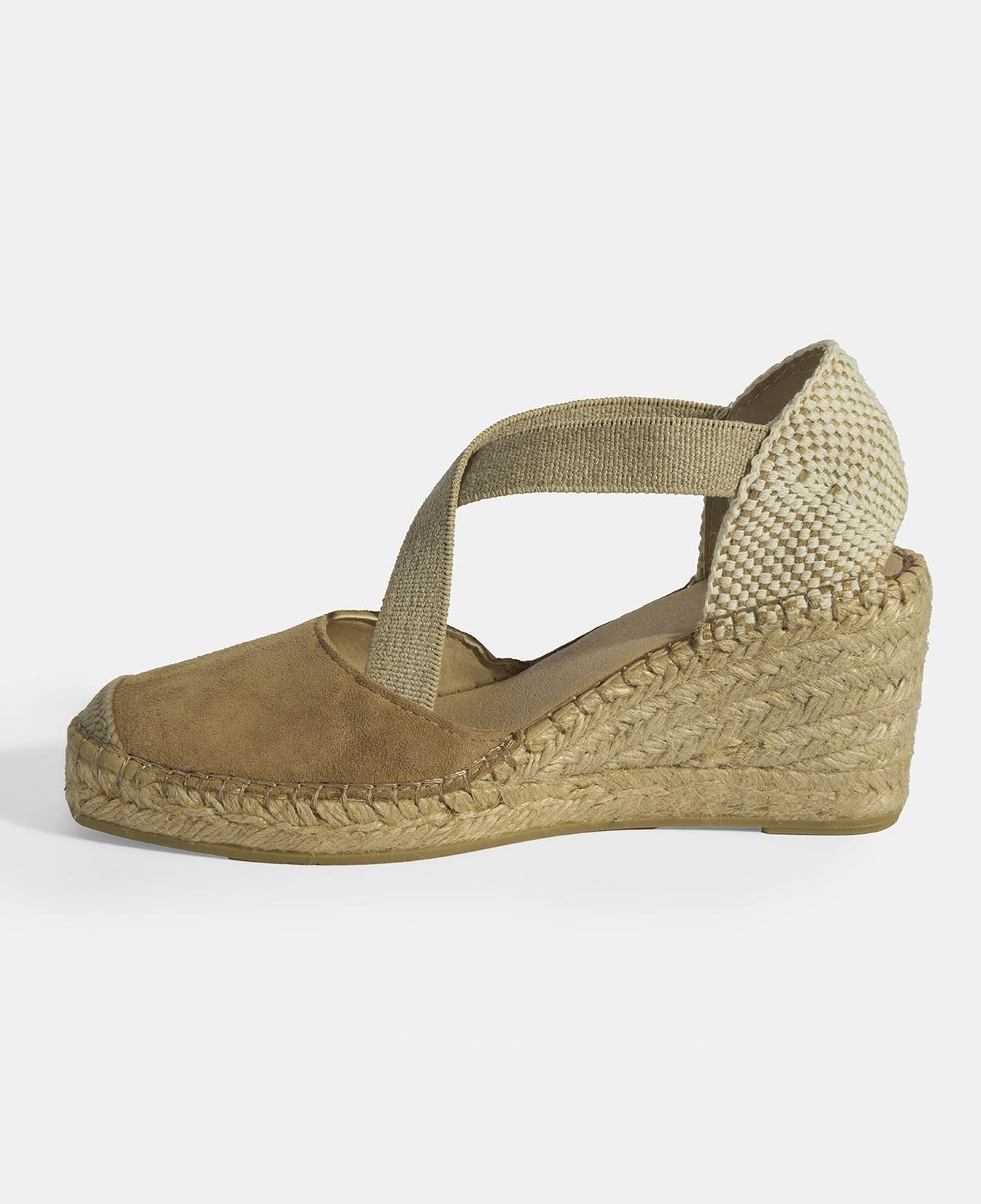 Bej Kadın Lastik Bantlı Dolgu Topuklu Süet Espadril