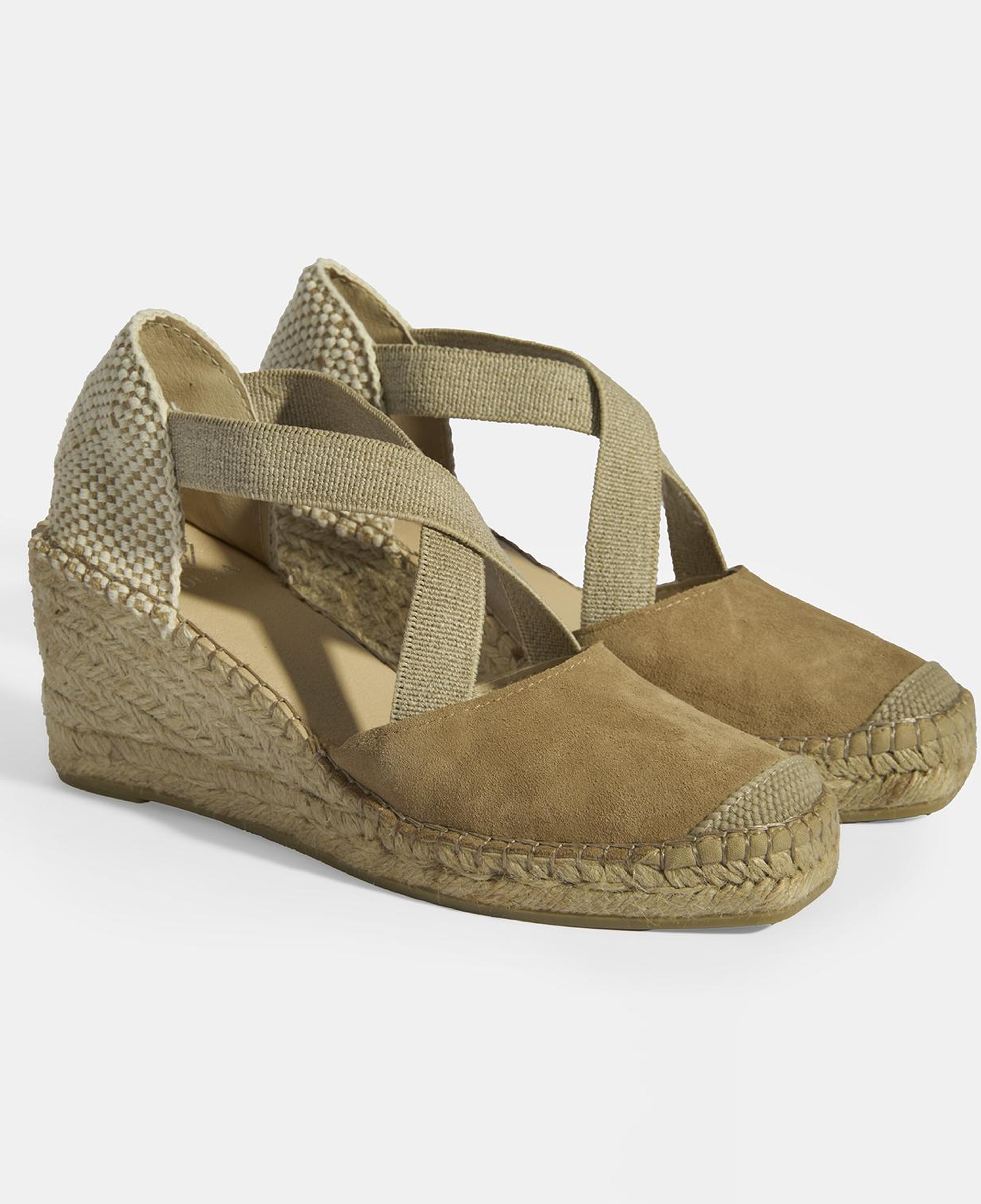 Bej Kadın Lastik Bantlı Dolgu Topuklu Süet Espadril