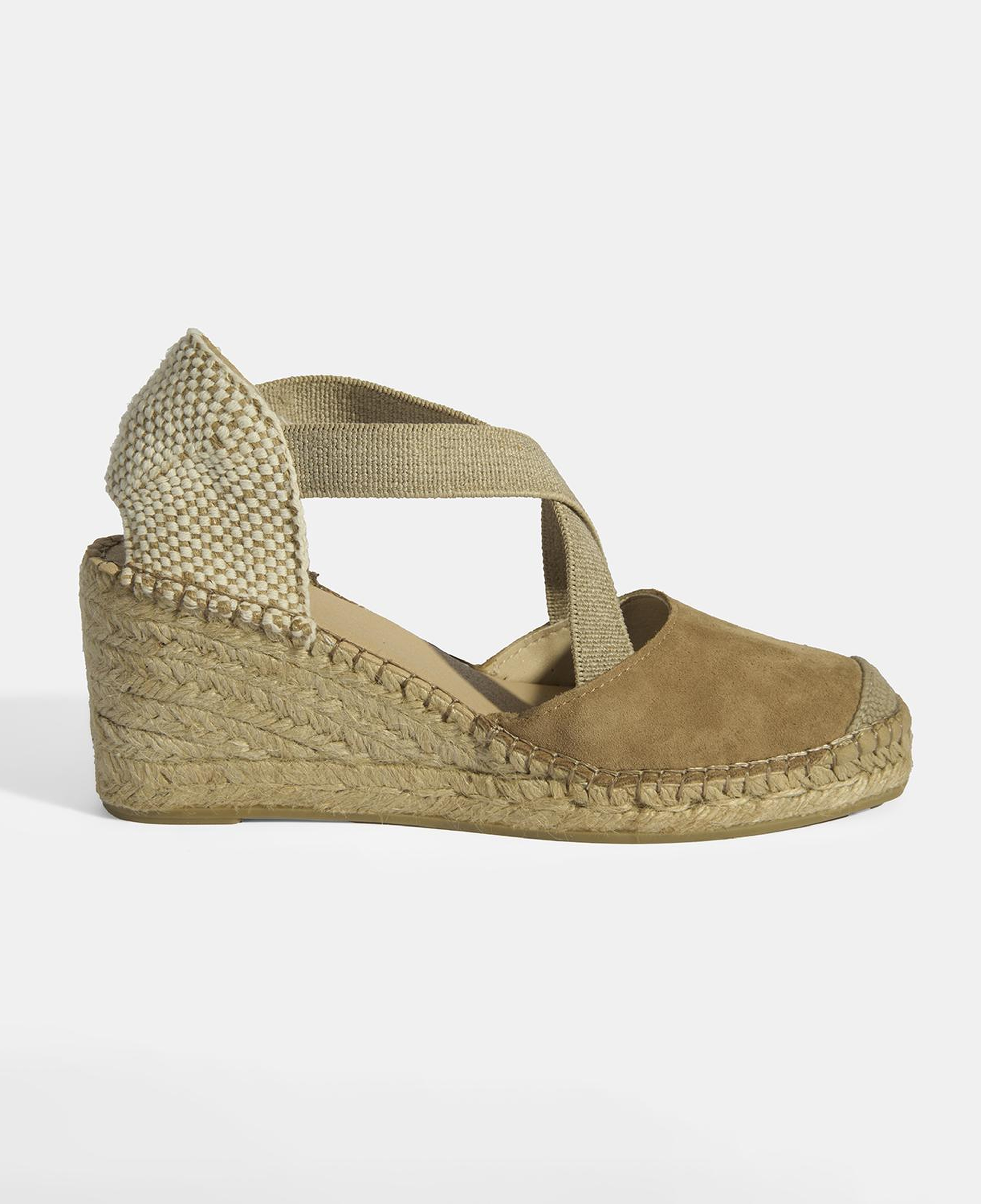 Bej Kadın Lastik Bantlı Dolgu Topuklu Süet Espadril