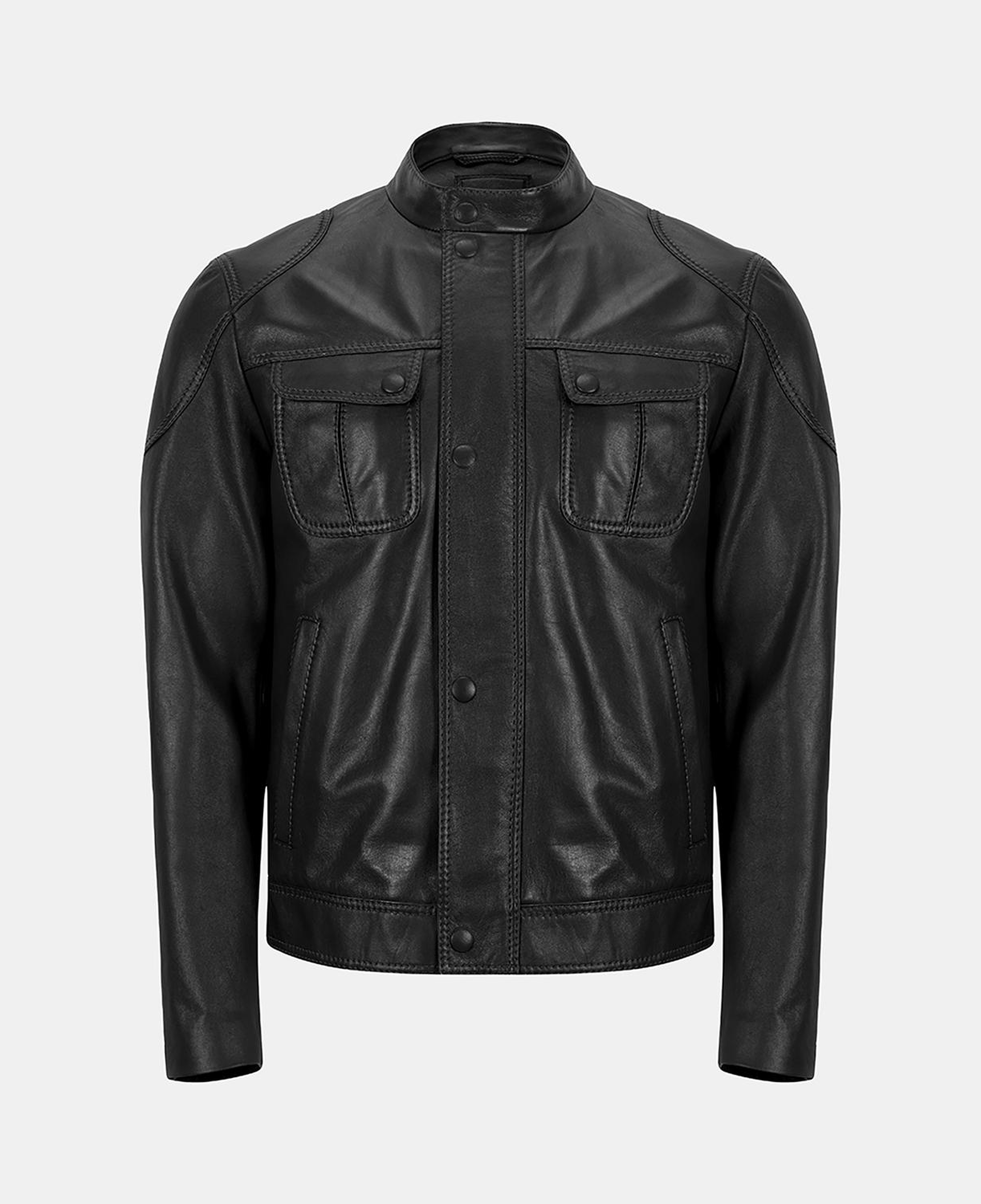 Erkek Siyah Hakim Yakalı Deri Ceket