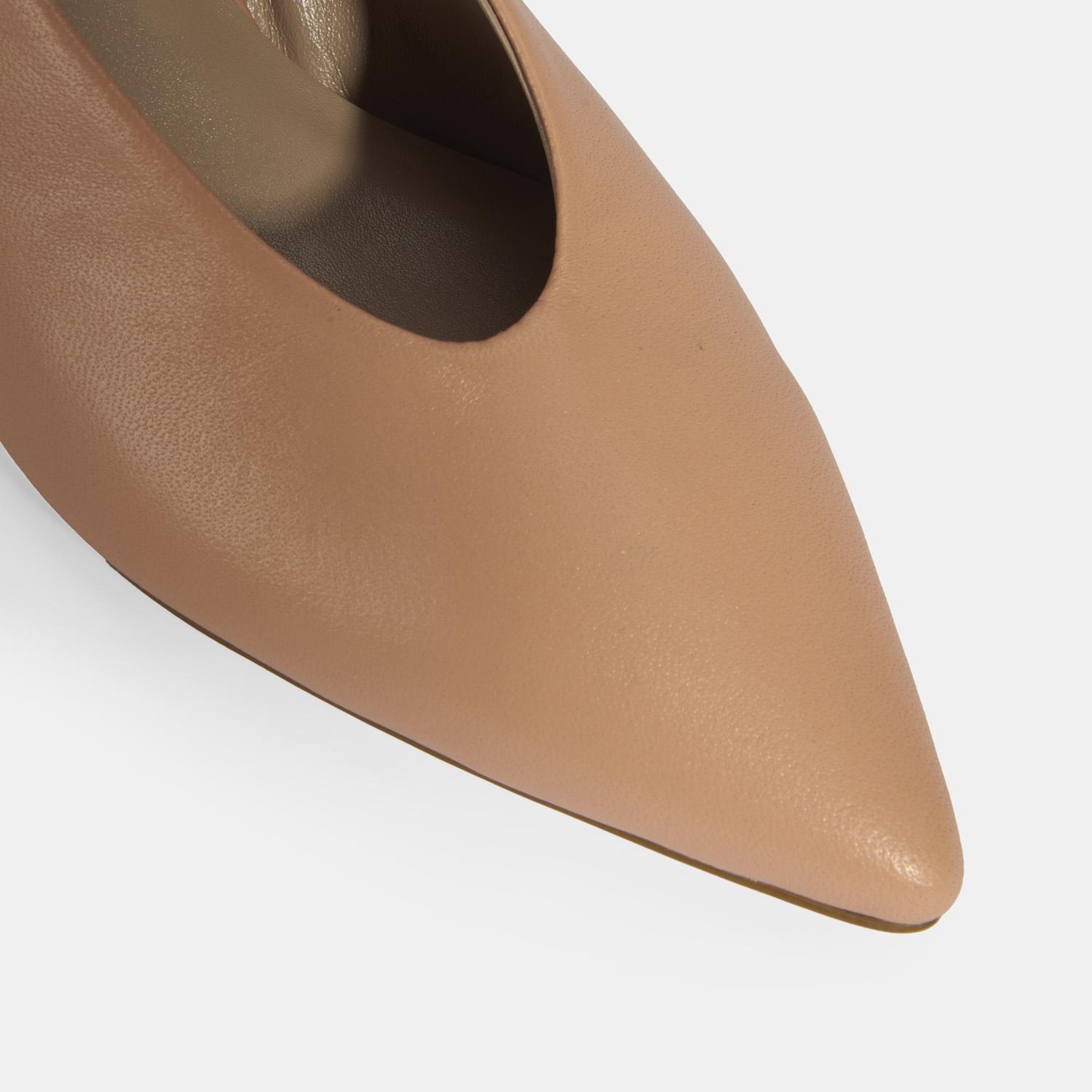 Kadın Pudra Slingback Deri Topuklu Ayakkabı