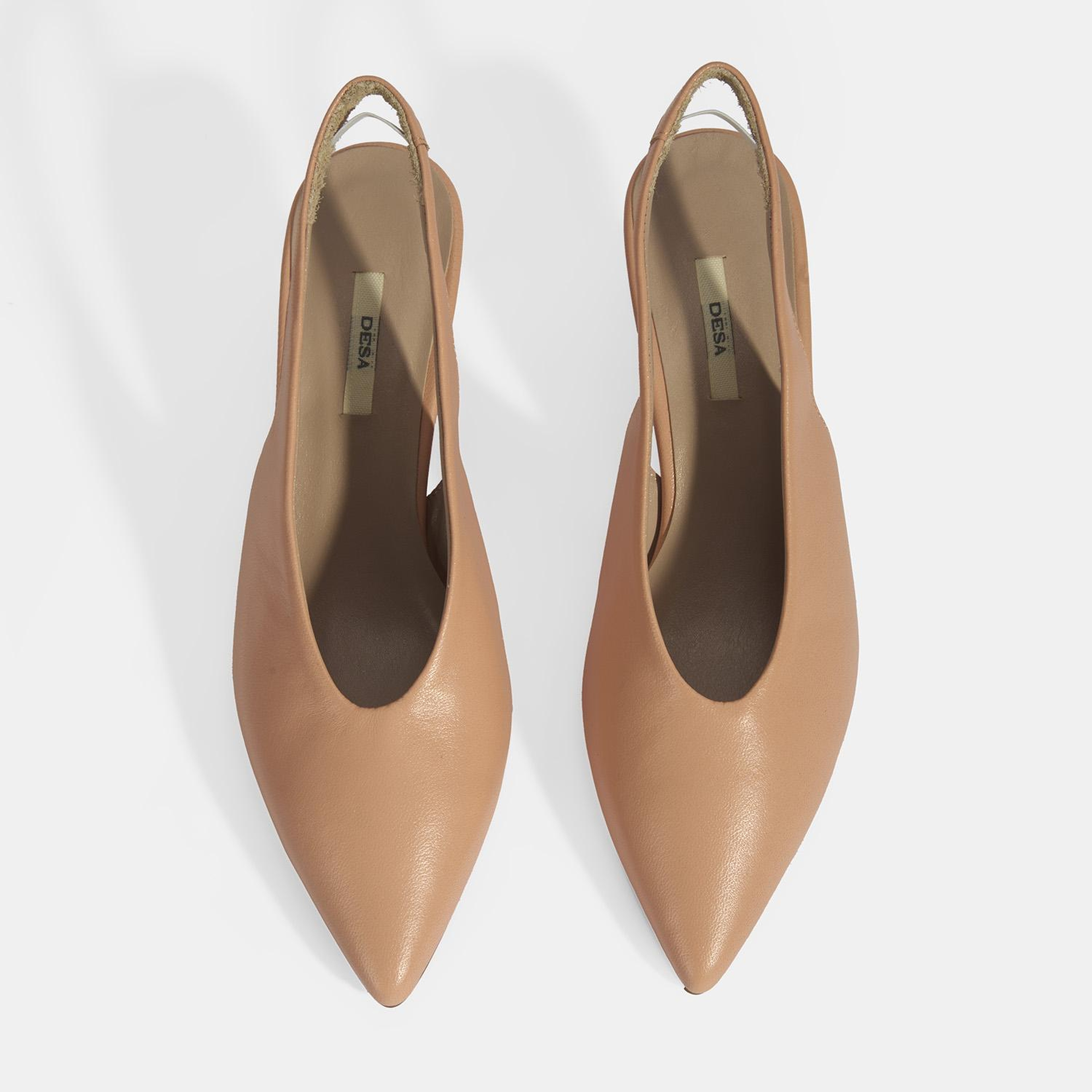 Kadın Pudra Slingback Deri Topuklu Ayakkabı