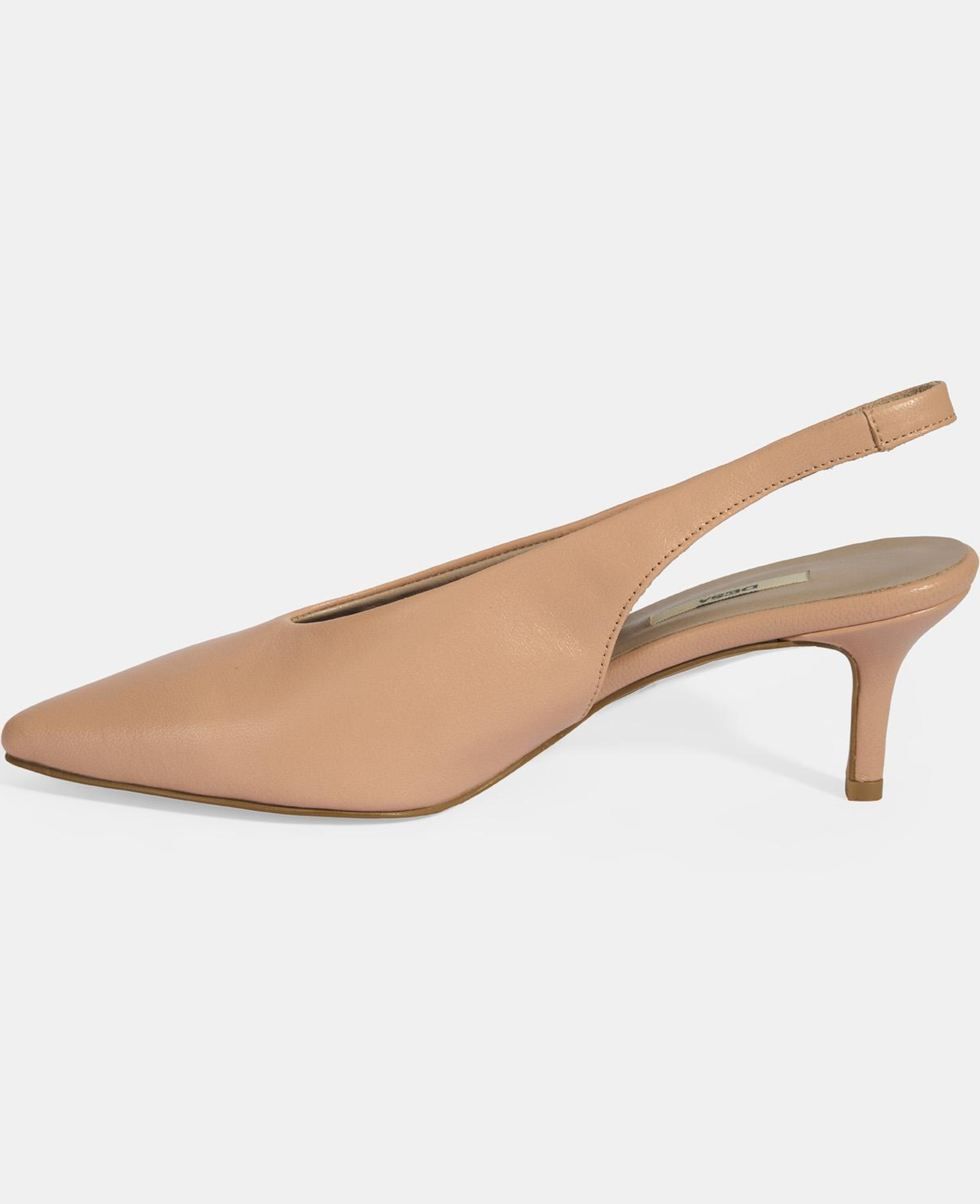 Kadın Pudra Slingback Deri Topuklu Ayakkabı