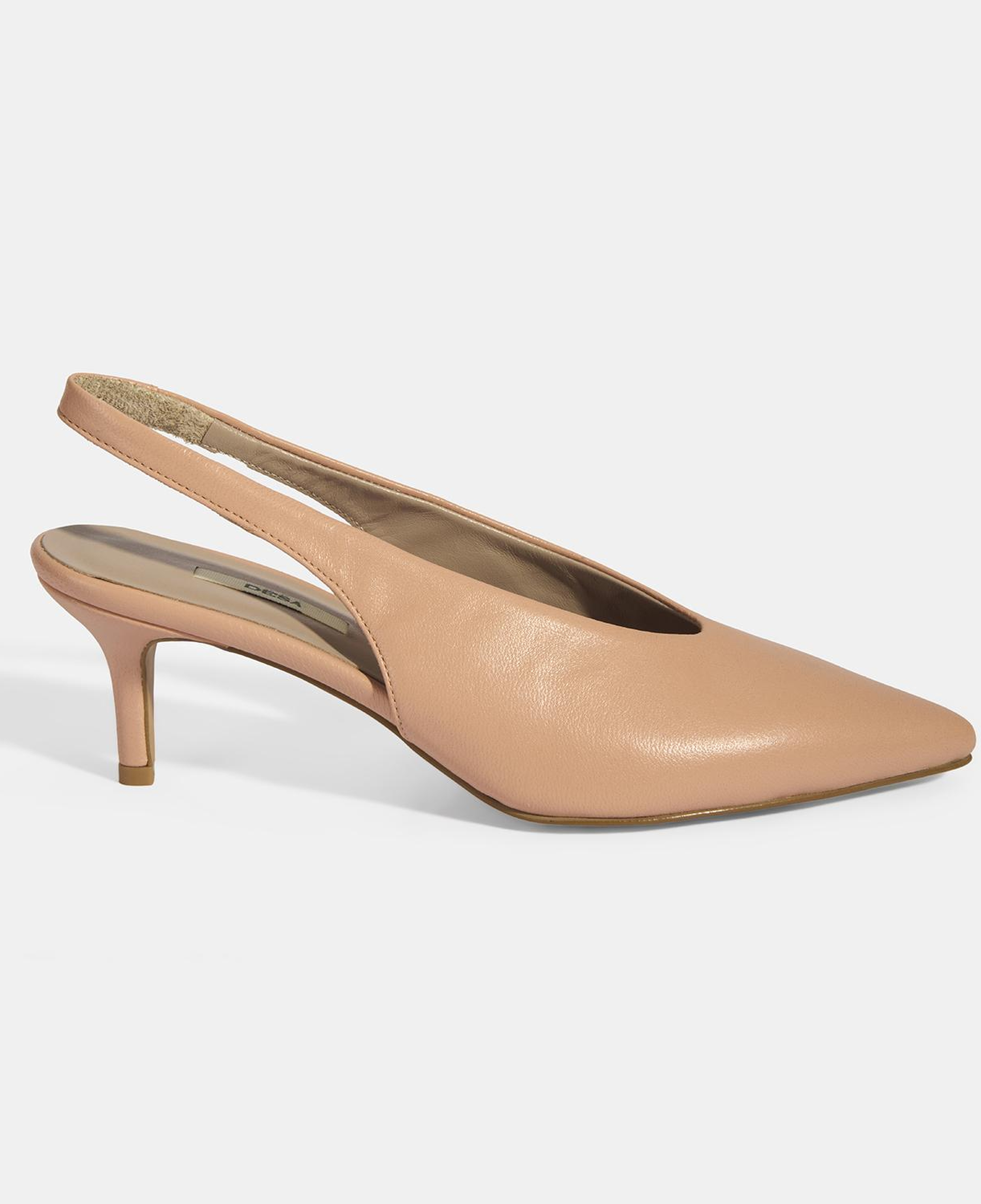 Kadın Pudra Slingback Deri Topuklu Ayakkabı