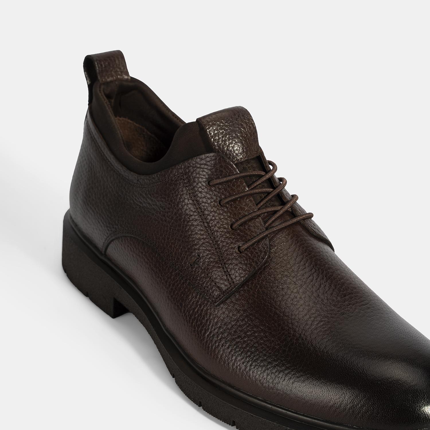 Erkek Kahve Bağcıklı Deri Klasik Ayakkabı