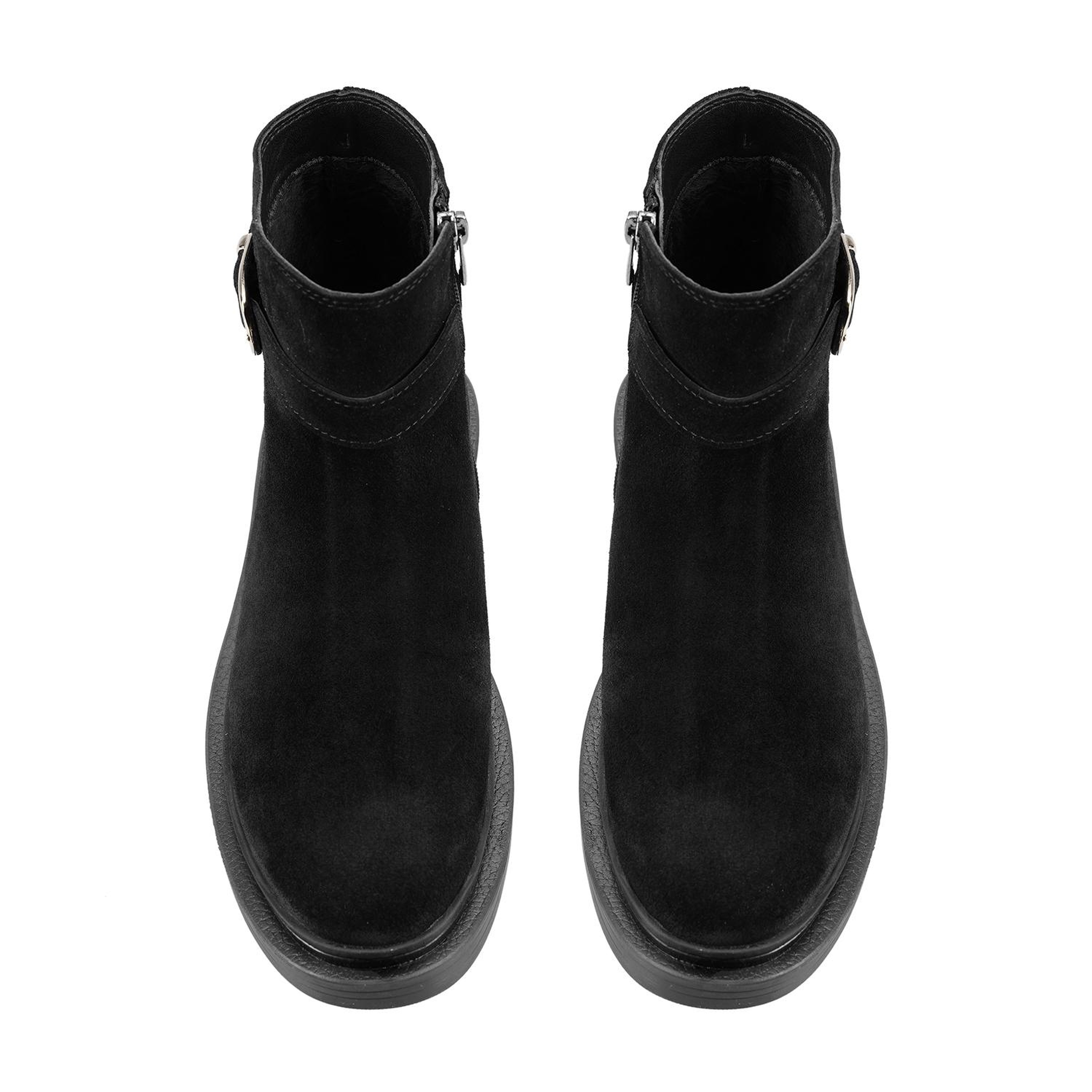 Kadın Siyah Kemer Aksesuarlı Süet Bot