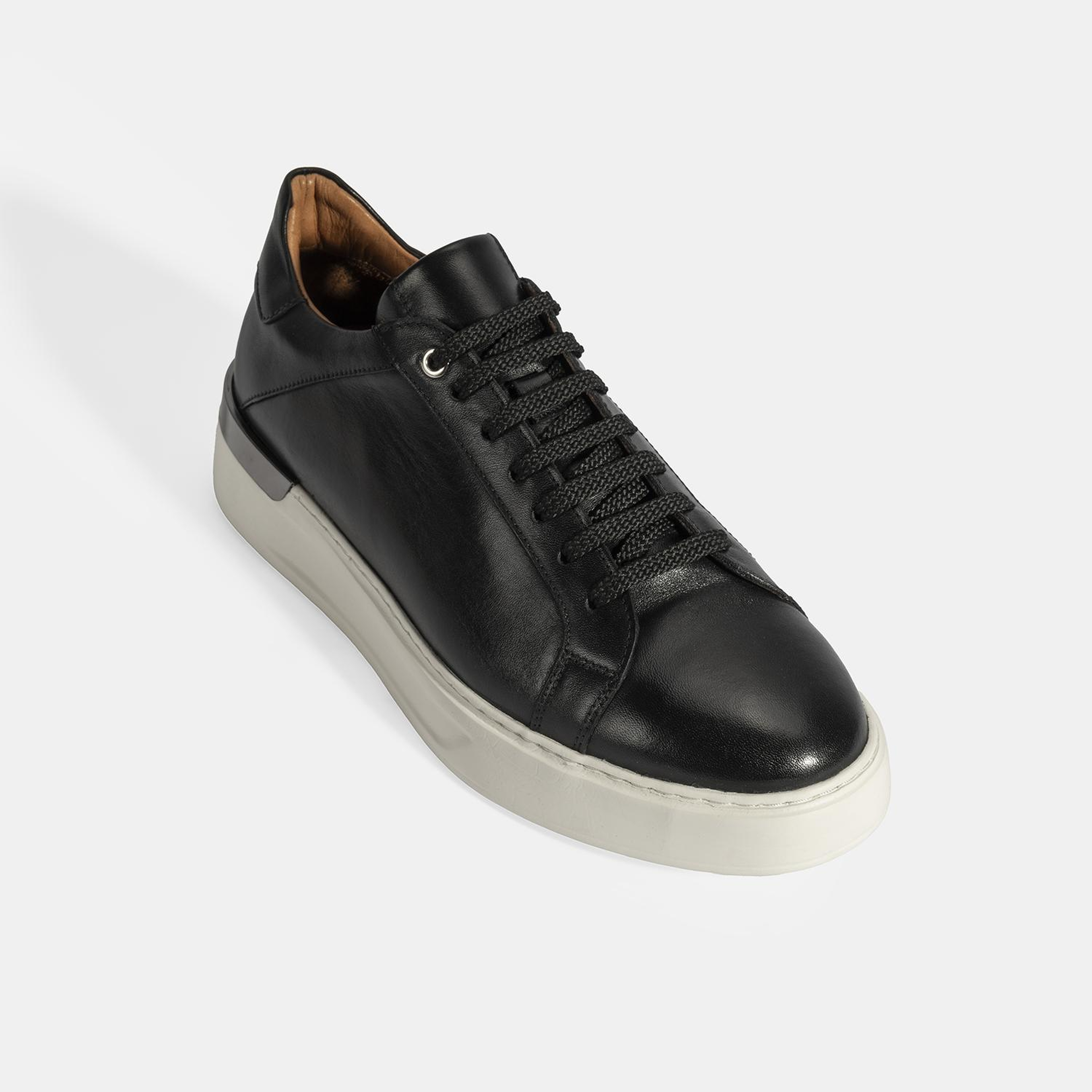 Erkek Siyah Bağcıklı Deri Günlük Ayakkabı