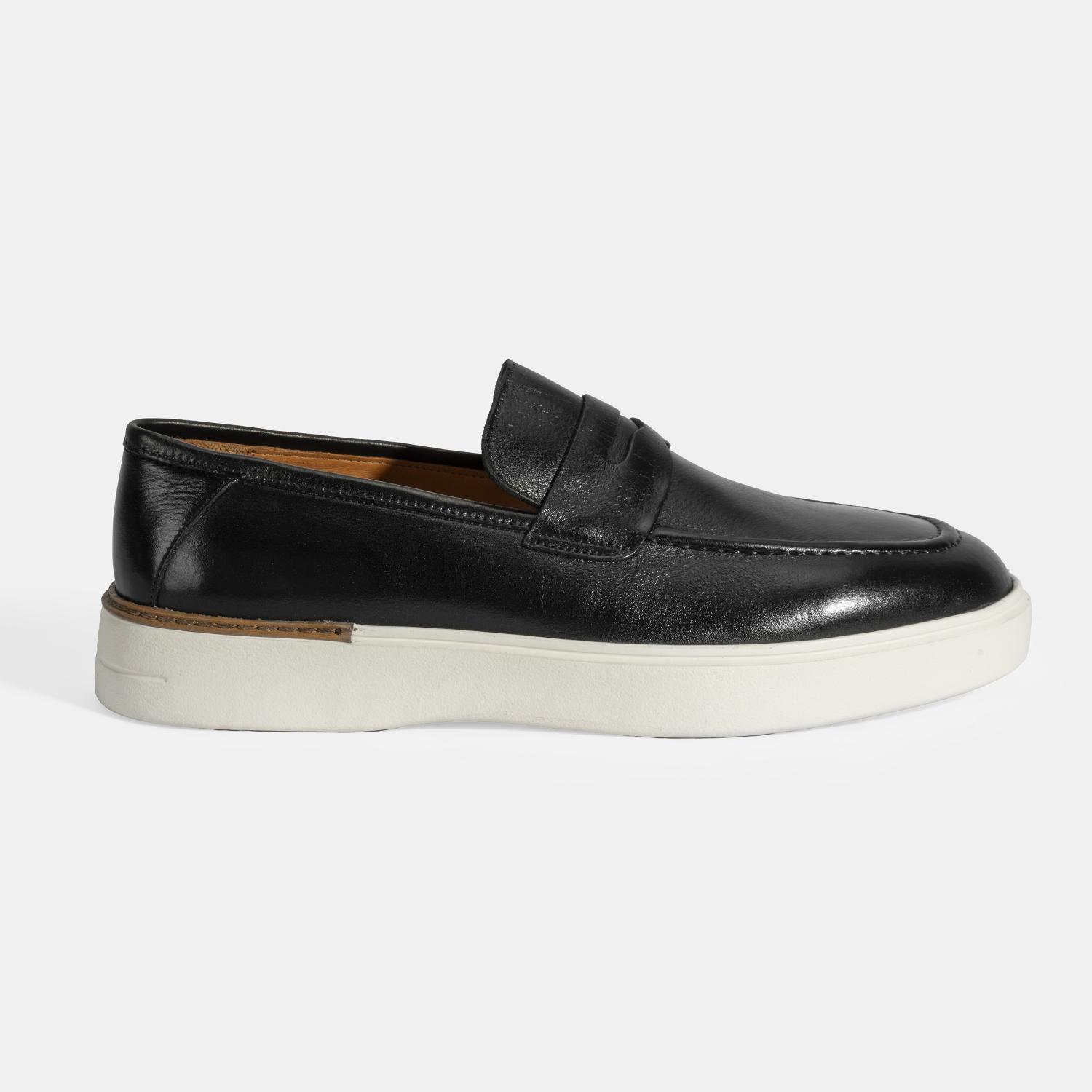 Erkek Siyah Deri Loafer