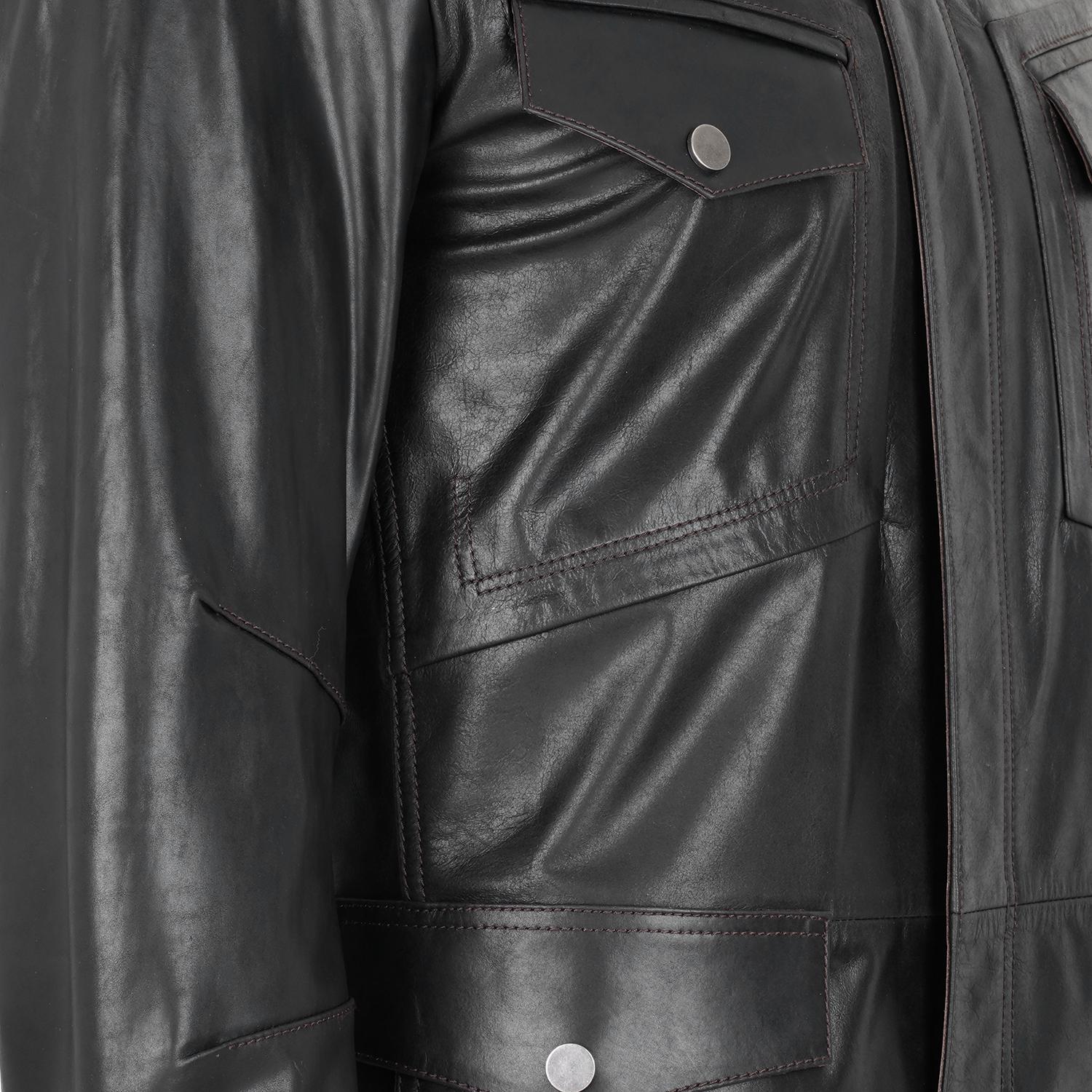 Briton Koyu Kahve Erkek Deri Mont