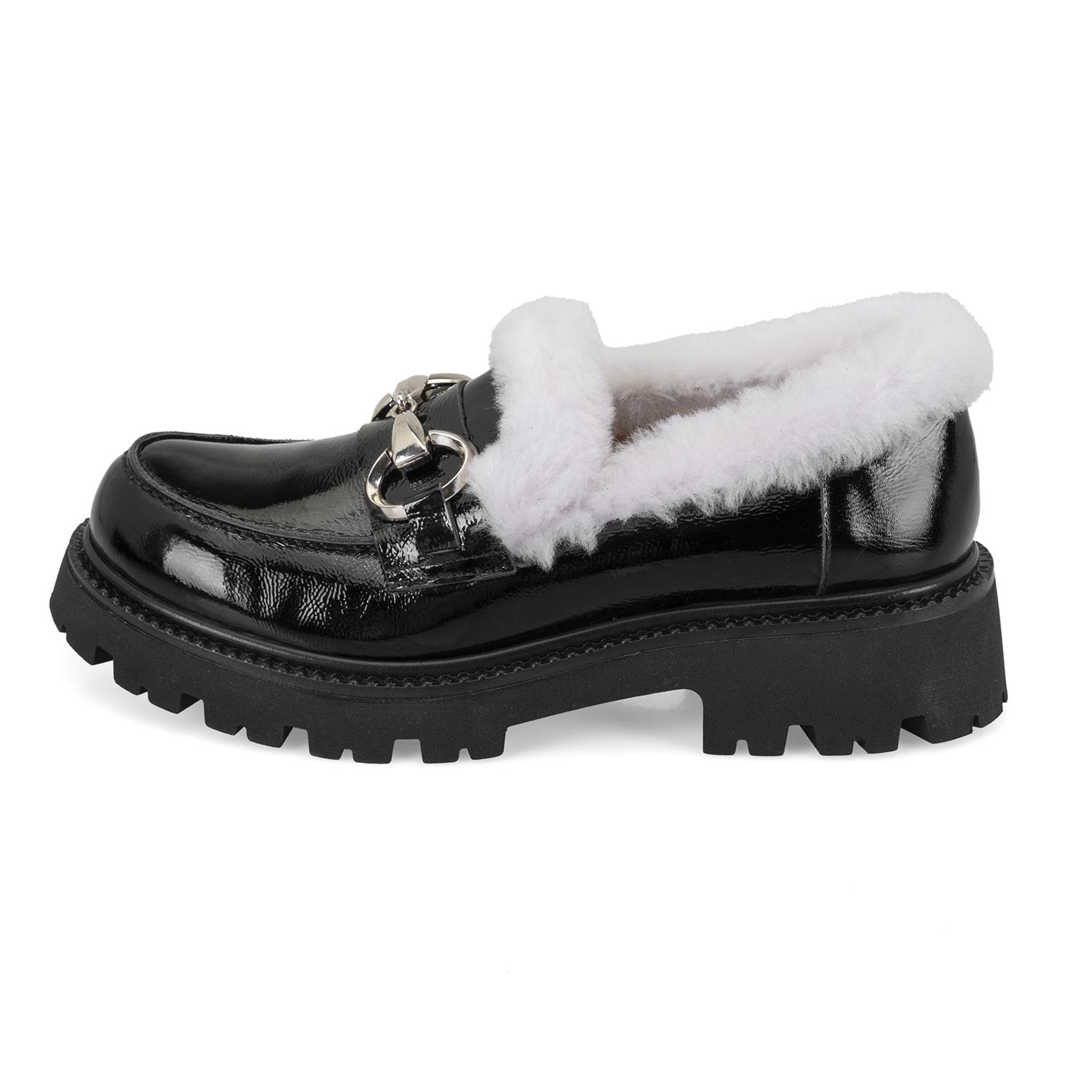 Kadın Siyah Toka Aksesuarlı Deri Loafer