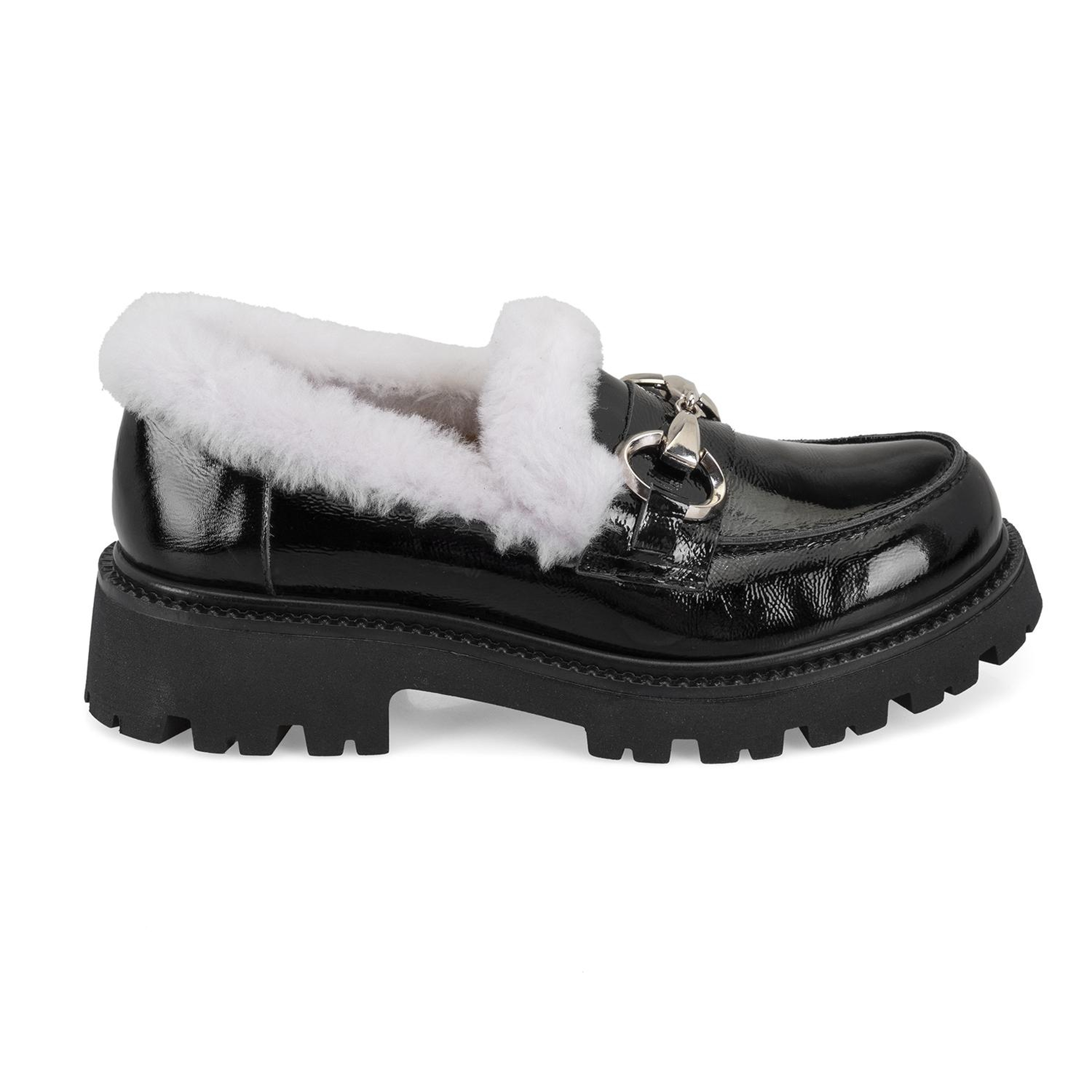 Kadın Siyah Toka Aksesuarlı Deri Loafer