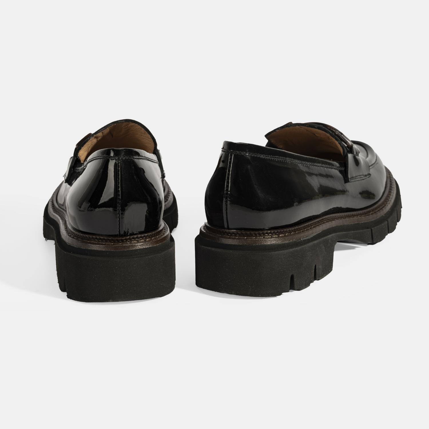 Luca Grossi Kadın Siyah Toka Detaylı Rugan Loafer