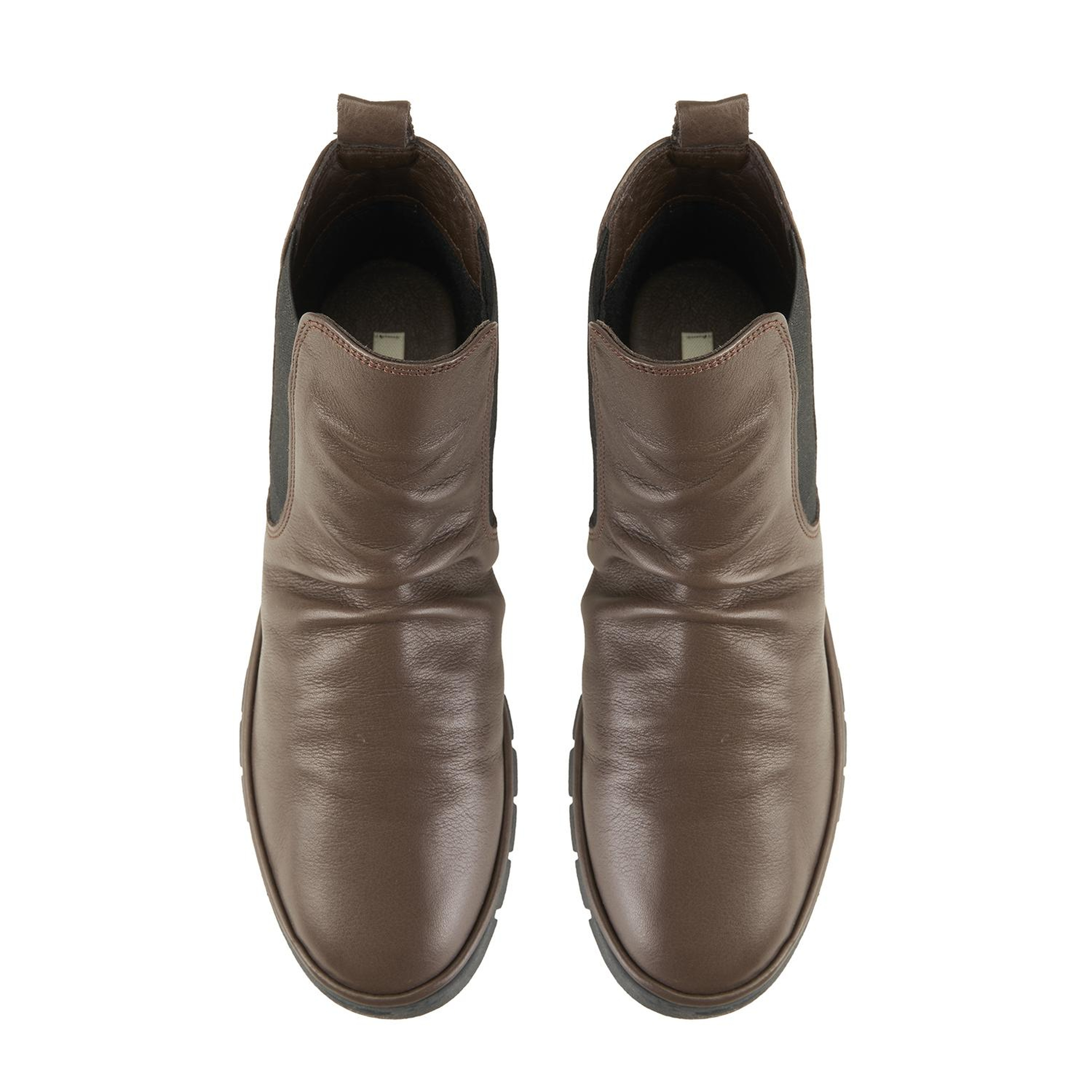 Kadın Kahve Lastikli Deri Bot