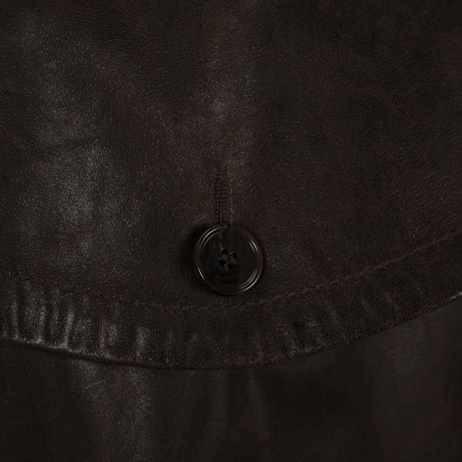 DESA Kadın Kahve Yakalı Deri Kısa Trençkot