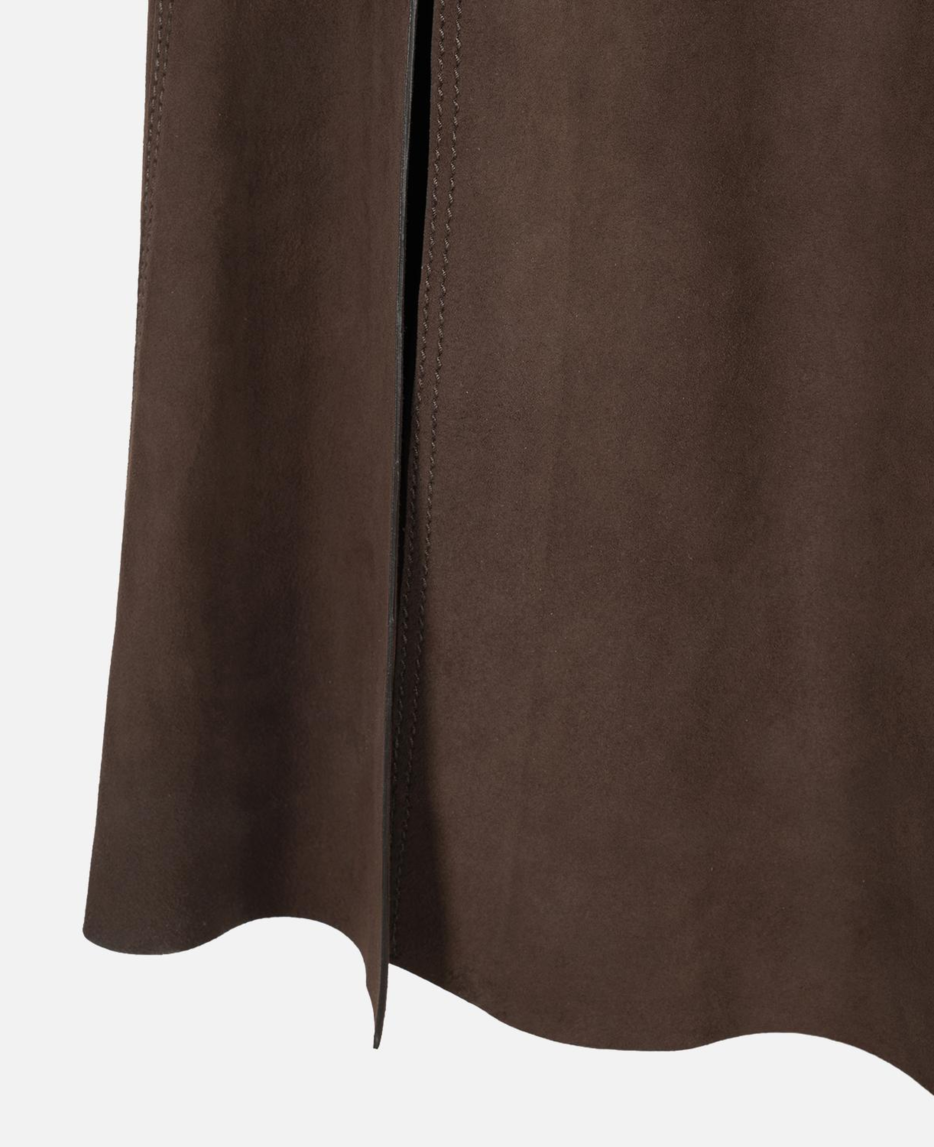 Kadın Kahve Yüksek Bel Midi Boy Süet Etek