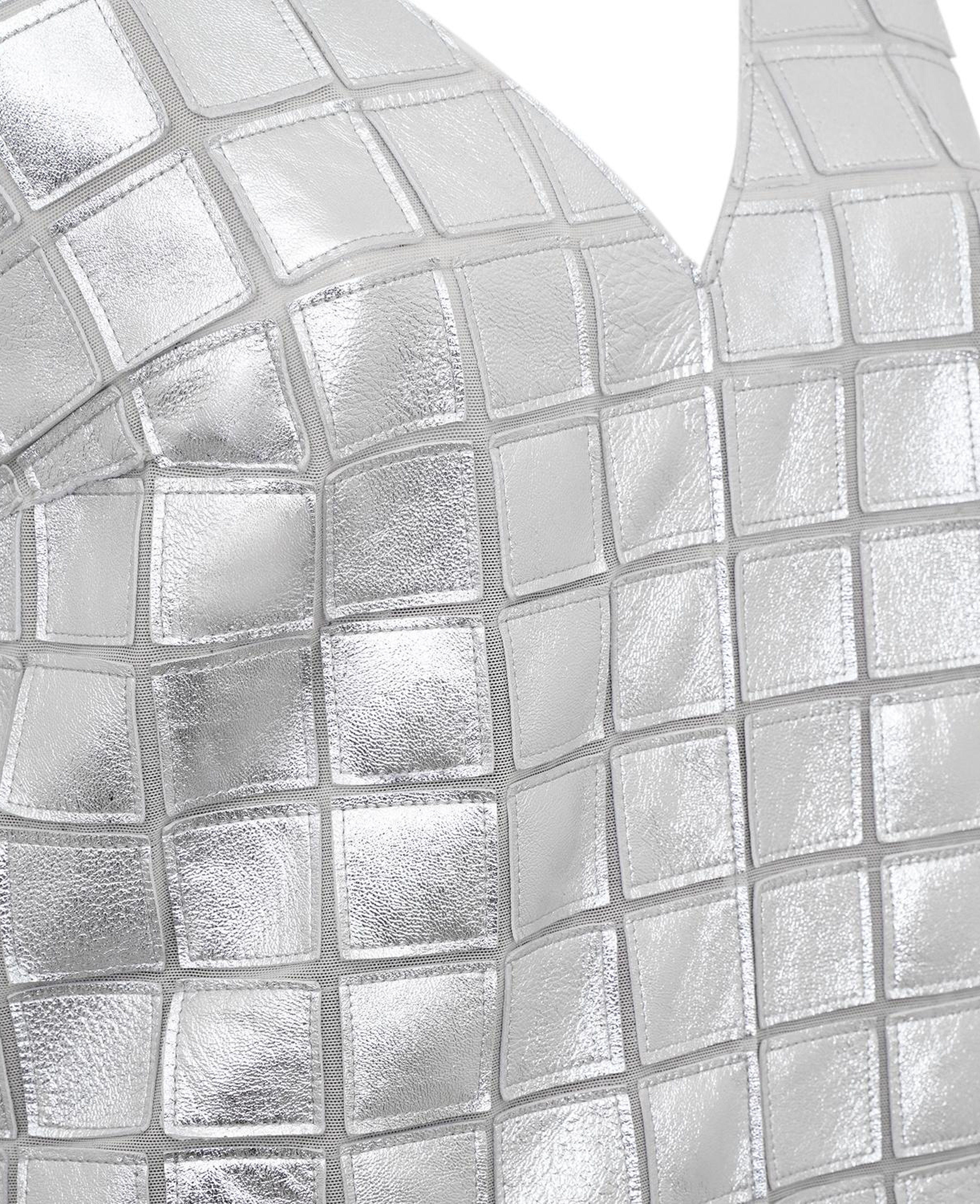 Selvaggia Gümüş Kadın Panelli Deri Elbise