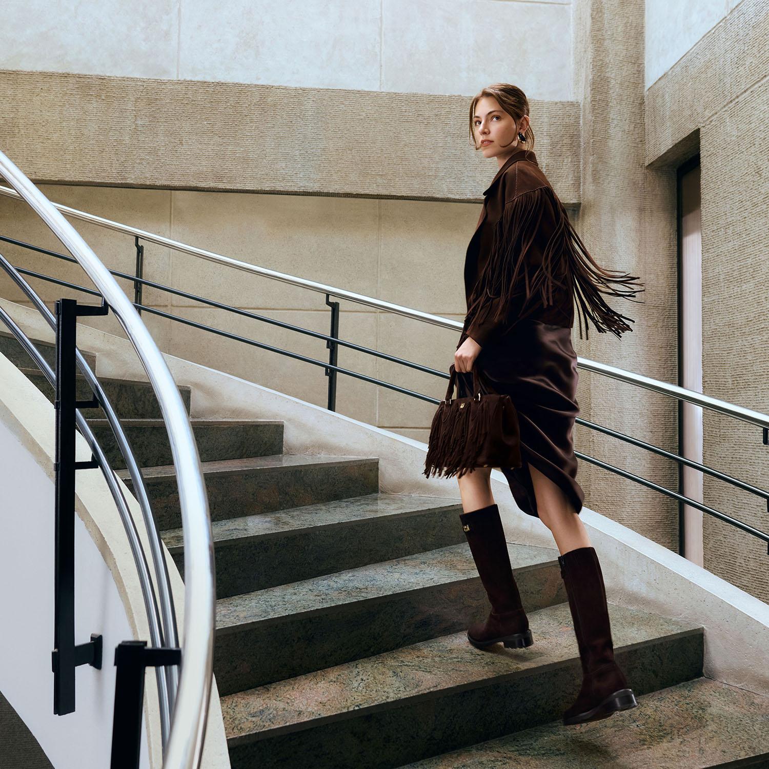 DESA Luca Grossi Kadın Kahve Metal Kilit Detaylı Süet Çizme