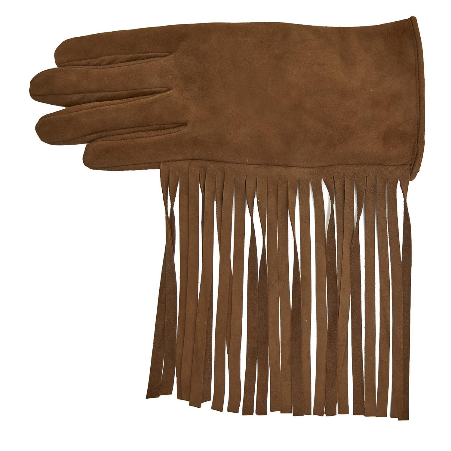 Kahve Kadın Püsküllü Süet Eldiven