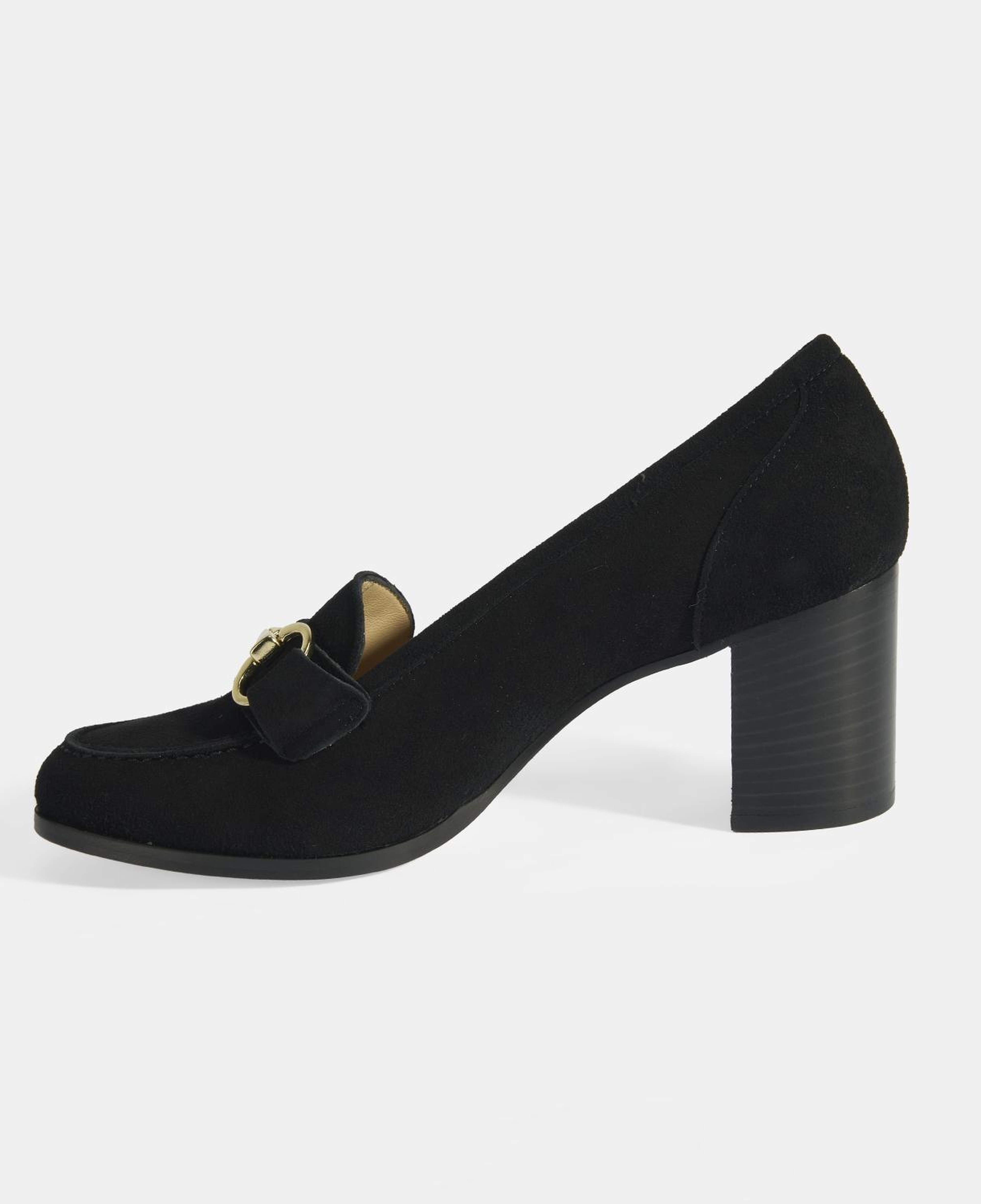 Luca Grossi Kadın Siyah Metal Aksesuarlı Süet Topuklu Loafer