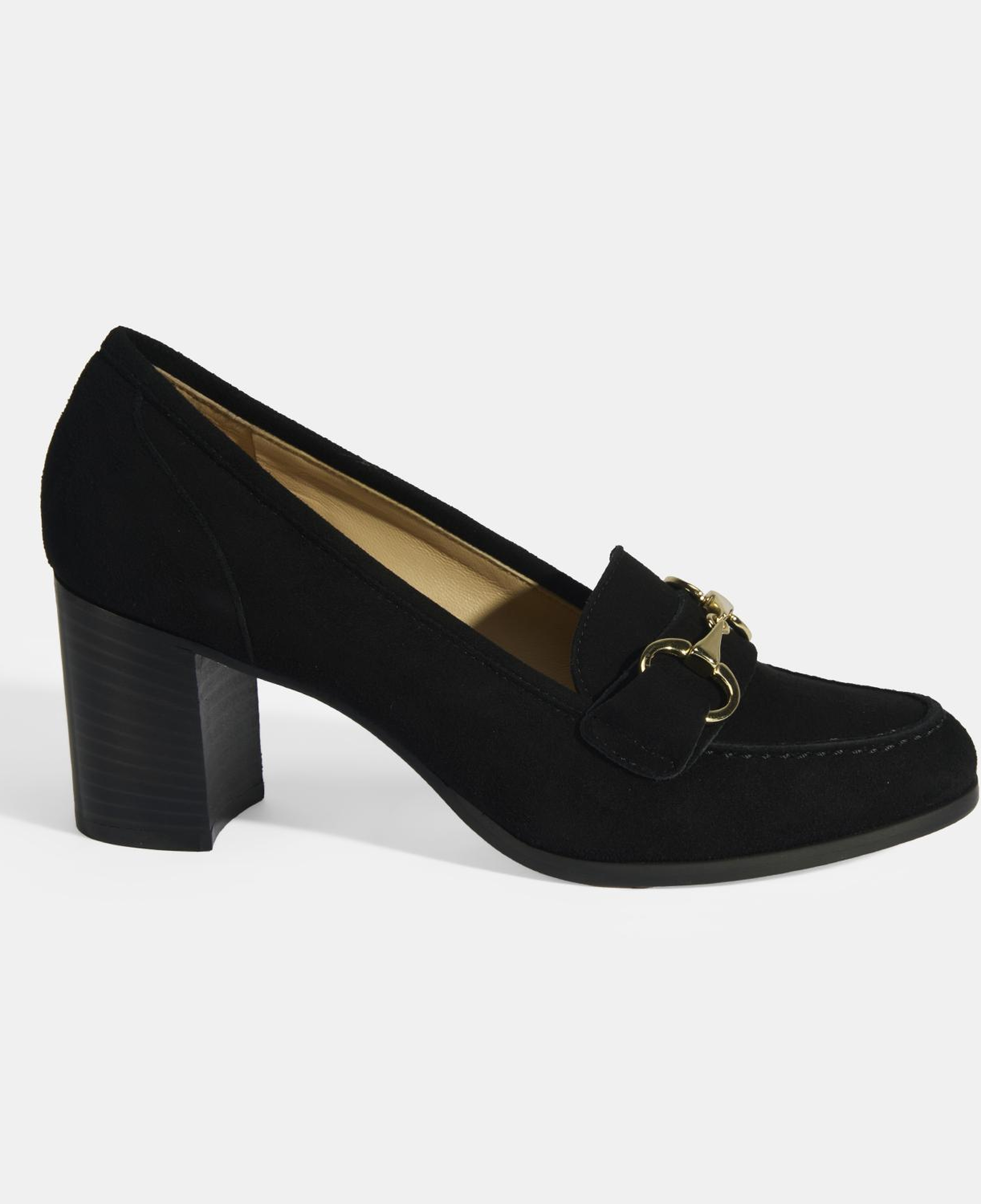 Luca Grossi Kadın Siyah Metal Aksesuarlı Süet Topuklu Loafer