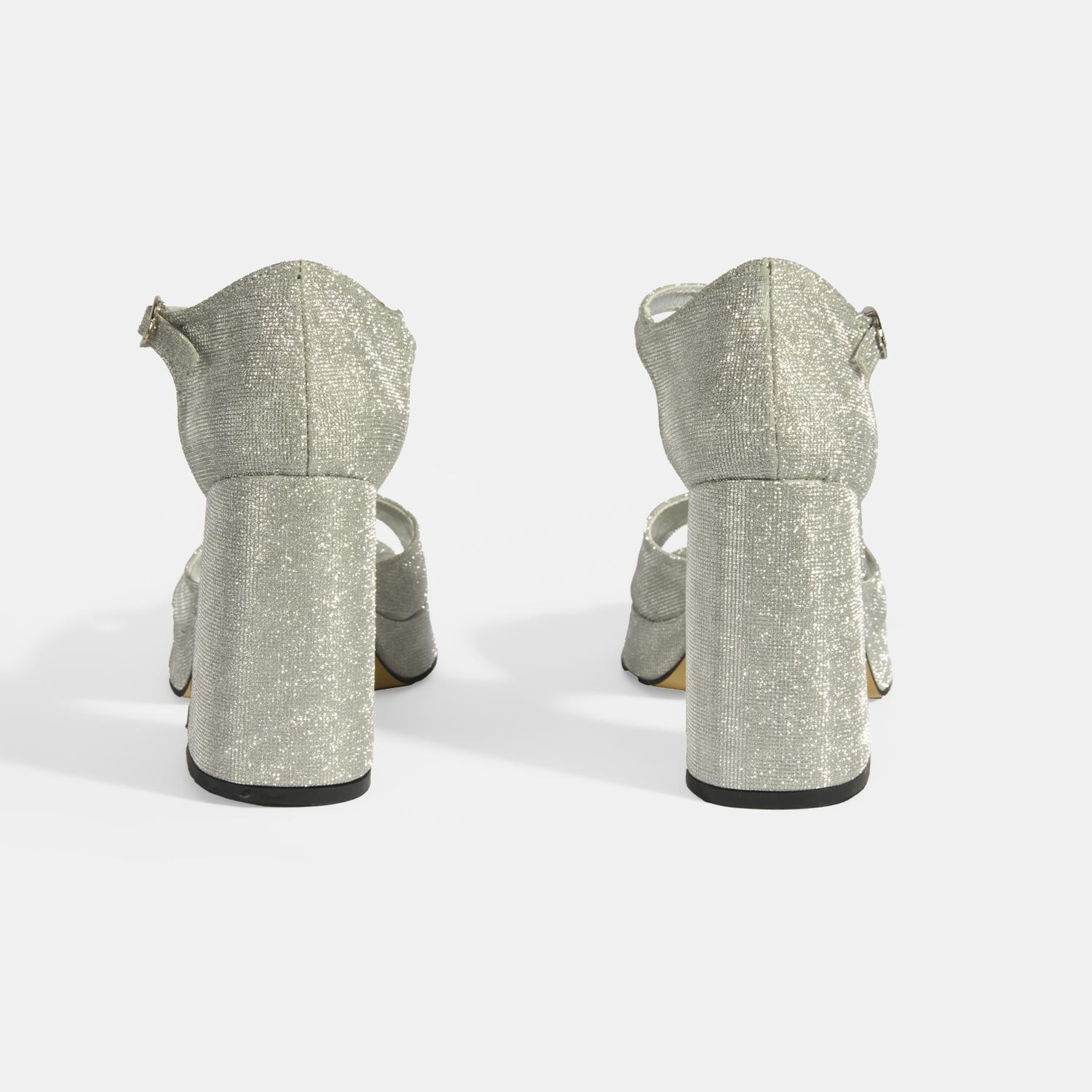 Kadın Gümüş Toka Detaylı Topuklu Abiye Sandalet