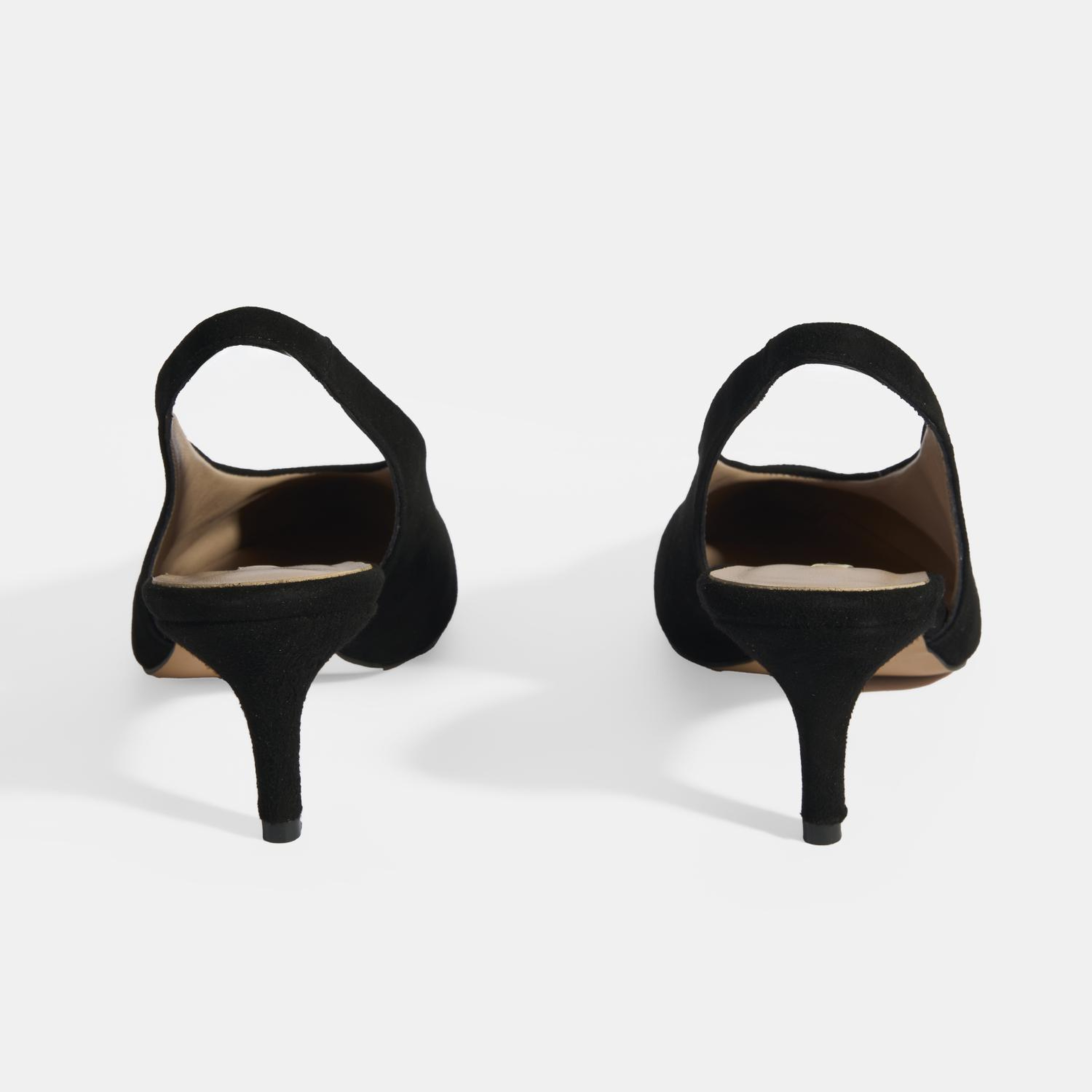 Siyah Kadın Süet Slingback Topuklu Ayakkabı