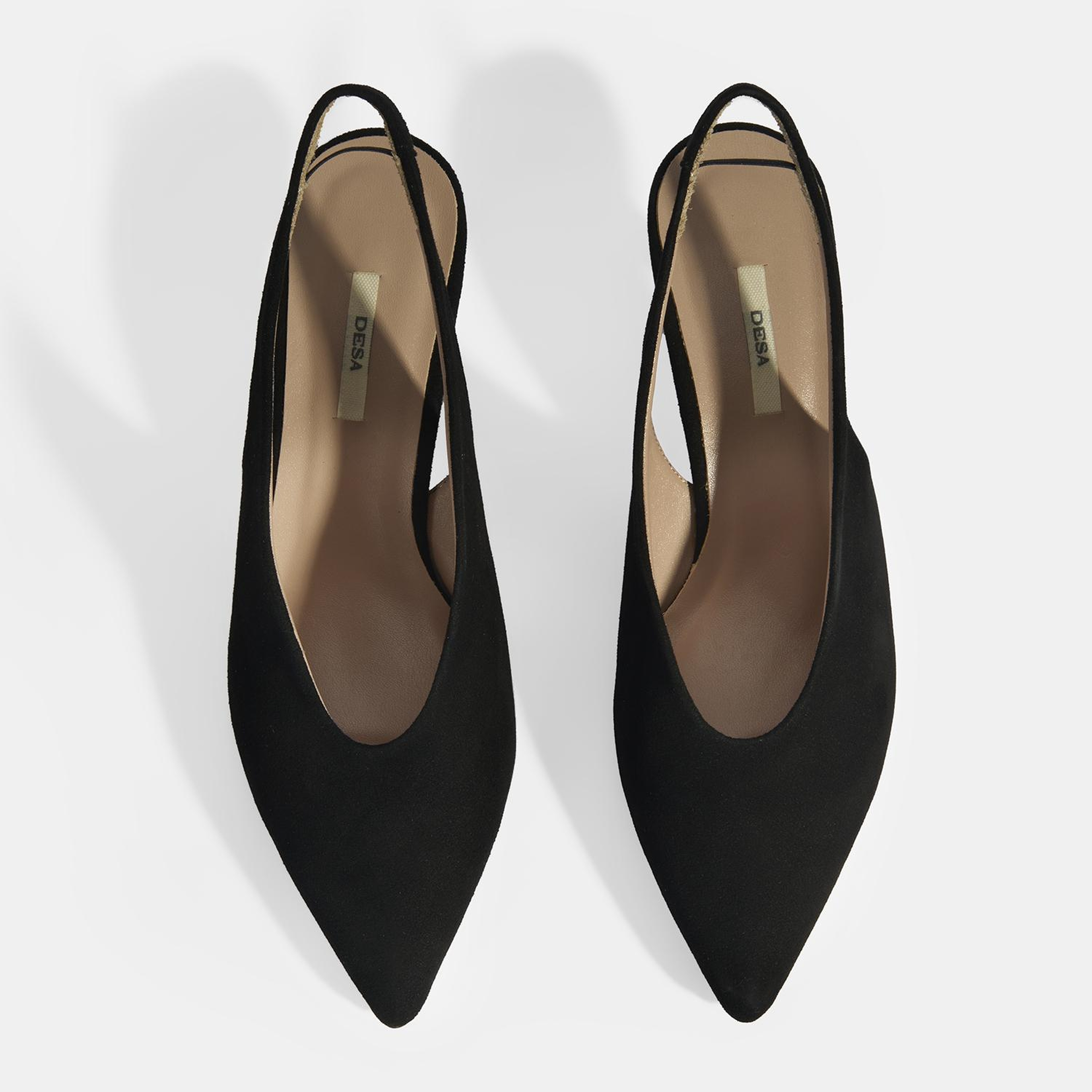 Siyah Kadın Süet Slingback Topuklu Ayakkabı