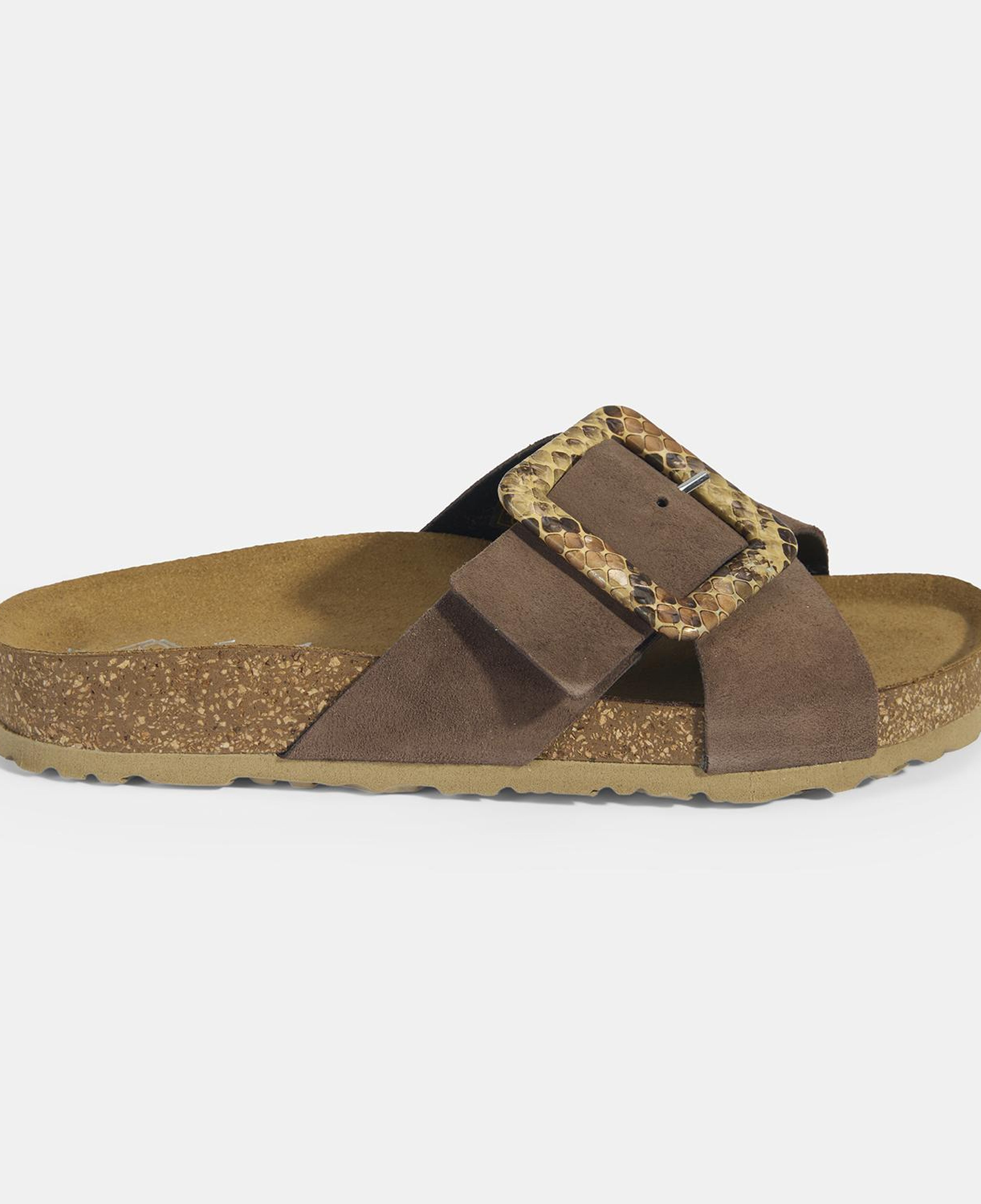 Kadın Kahve Ayarlanabilir Toka Detaylı Süet Terlik