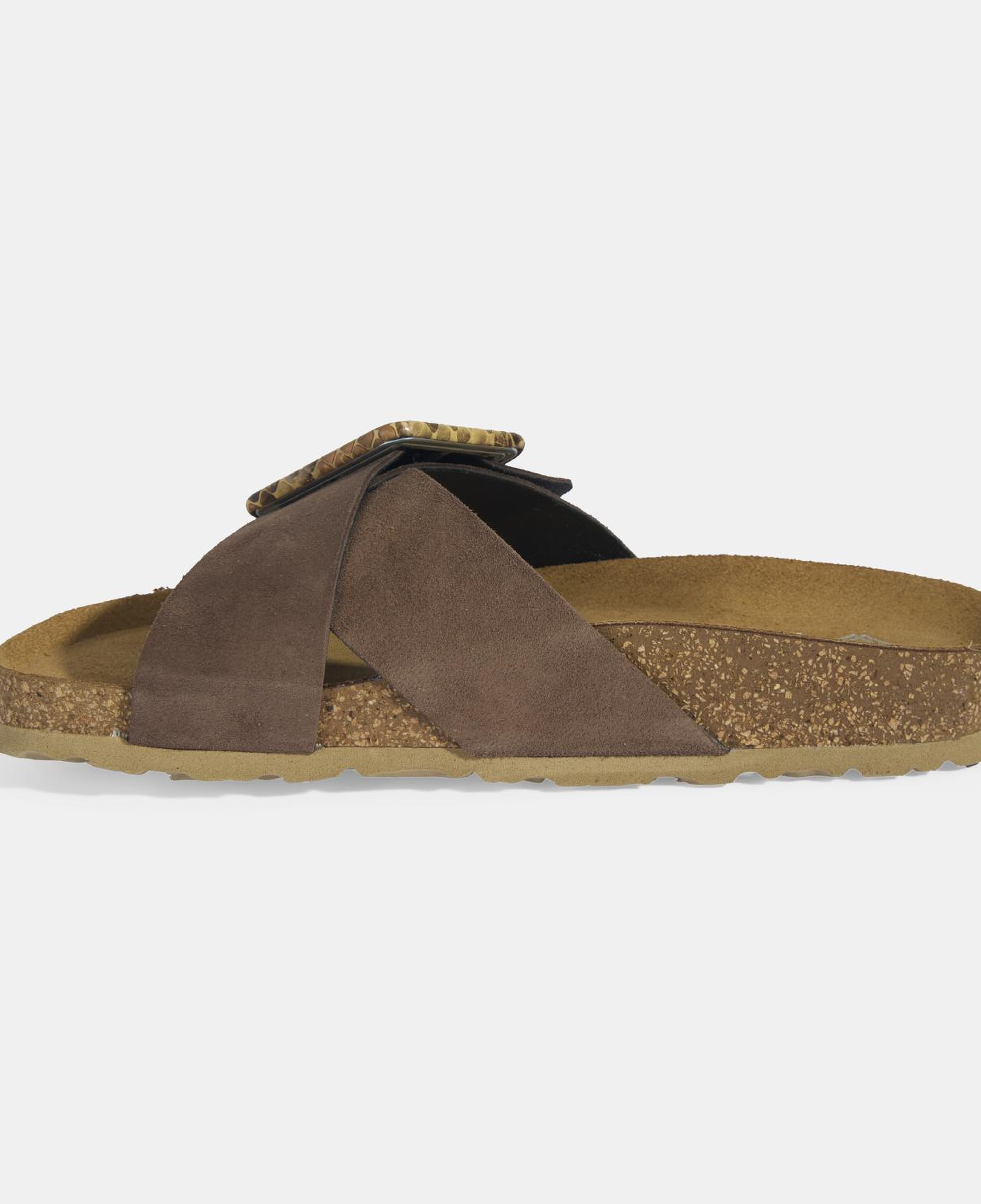 Kadın Kahve Ayarlanabilir Toka Detaylı Süet Terlik