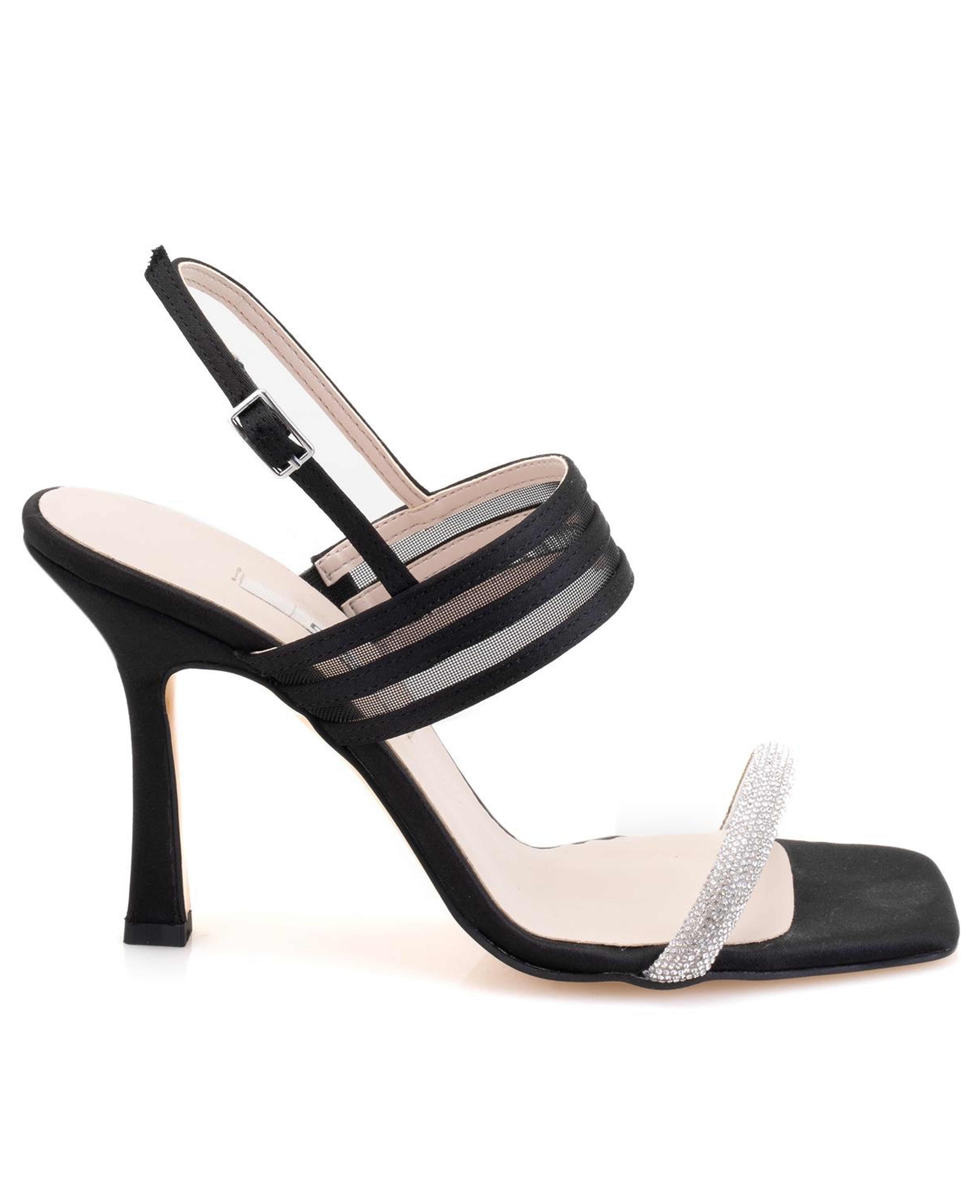 Kadın Siyah Taşlı Saten Abiye Ayakkabı