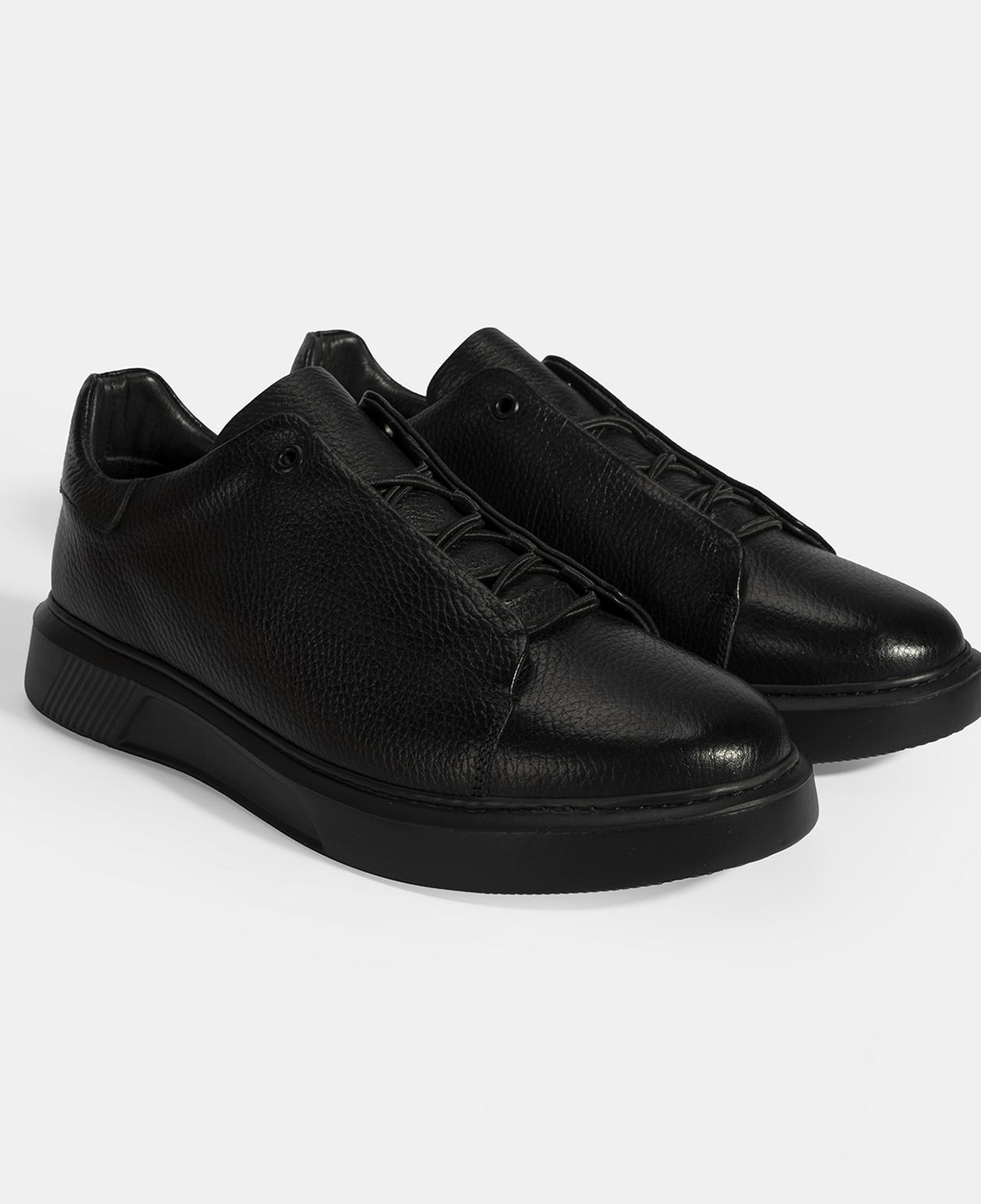 Erkek Siyah Bağcıklı Deri Günlük Ayakkabı