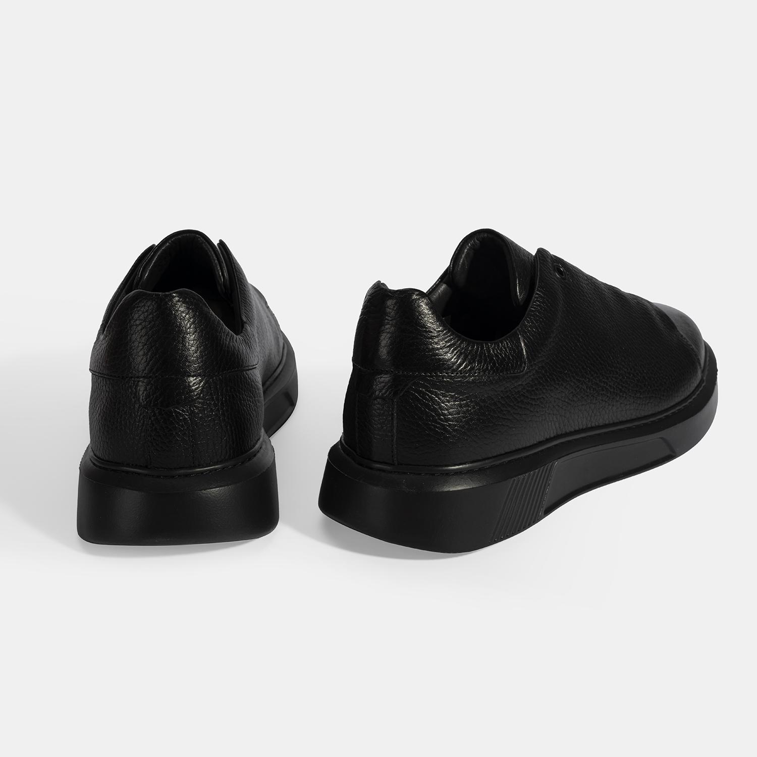 Erkek Siyah Bağcıklı Deri Günlük Ayakkabı