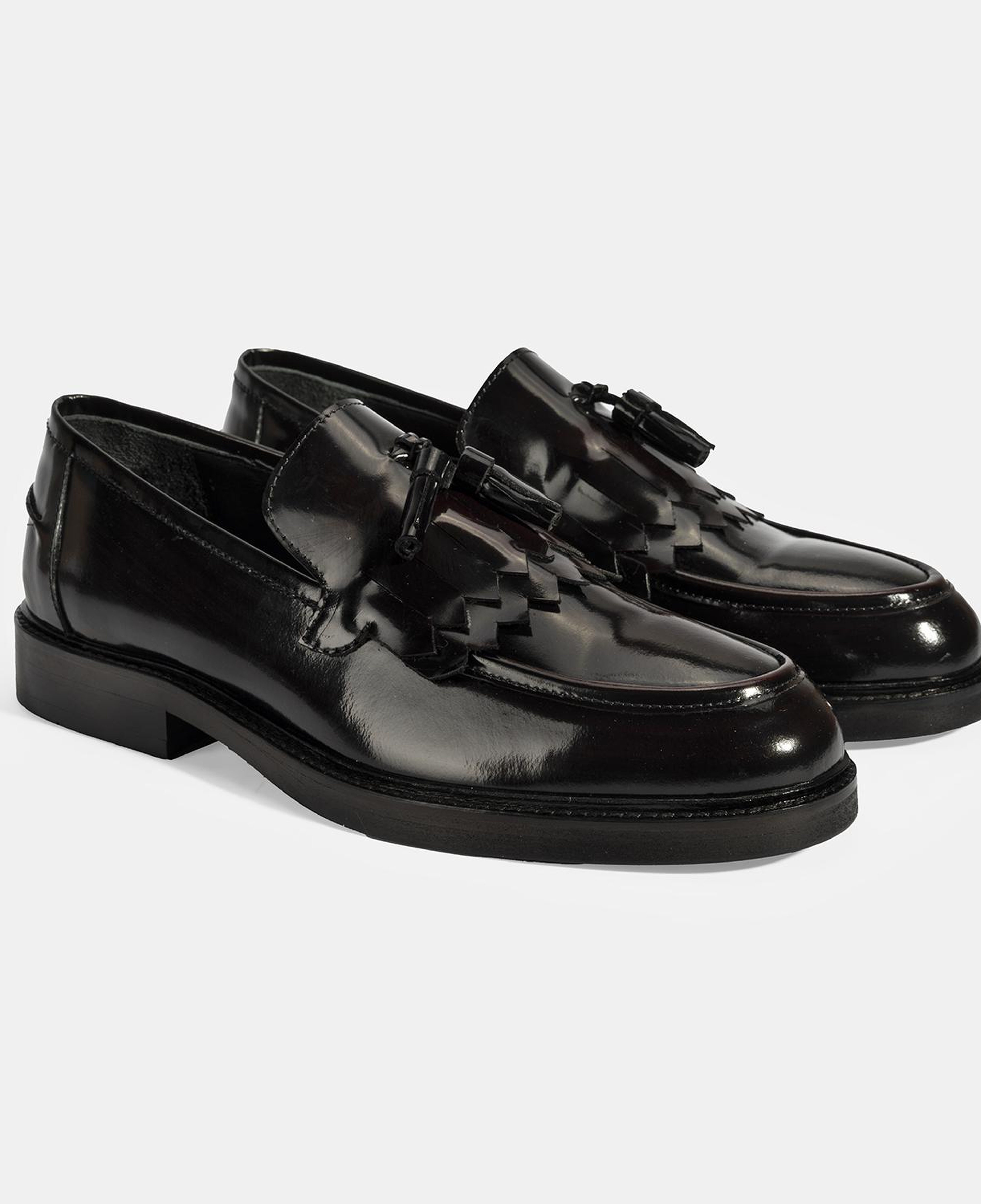 Erkek Bordo Püskül Detaylı Deri Loafer