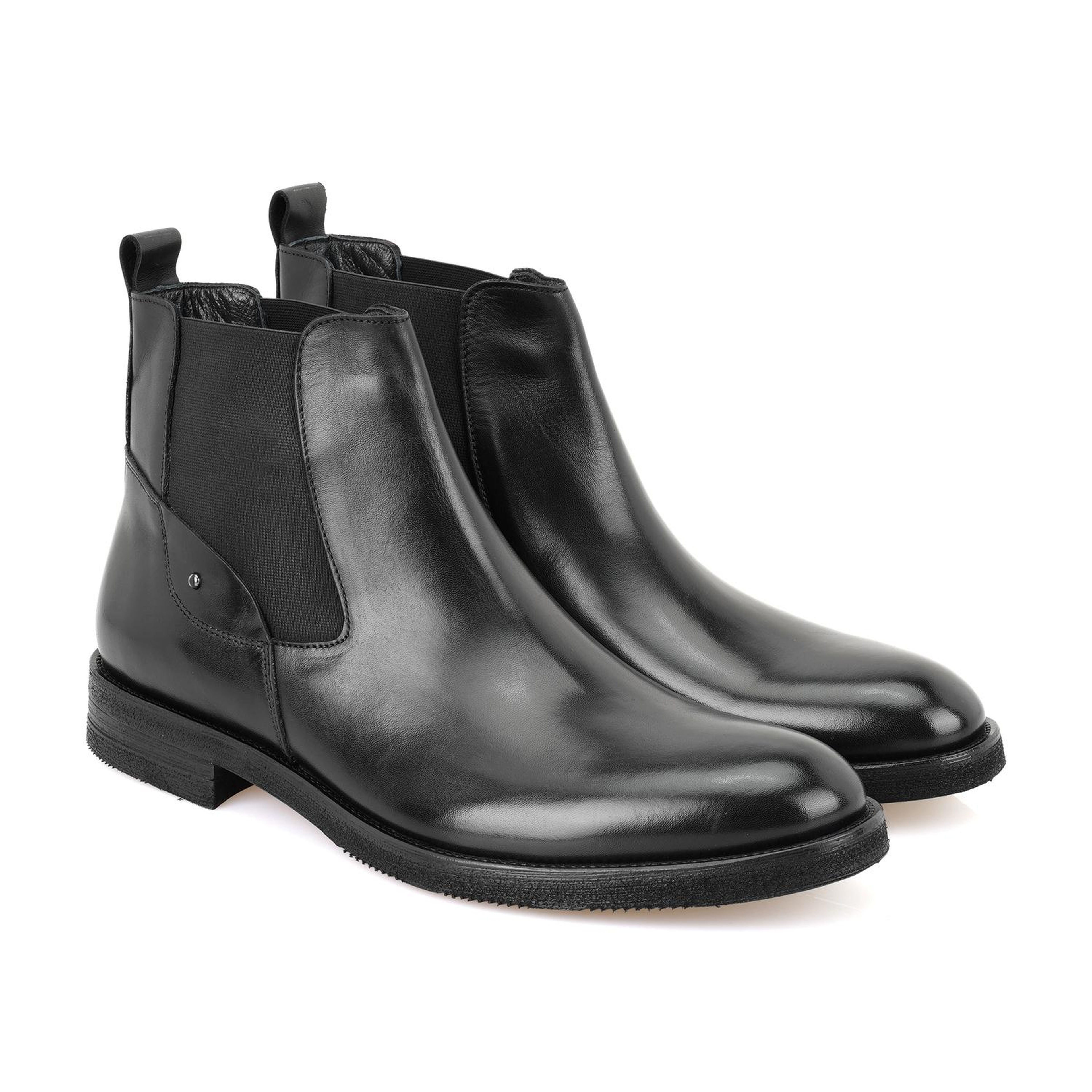 Pravin Siyah Erkek Lastikli Deri Chelsea Bot