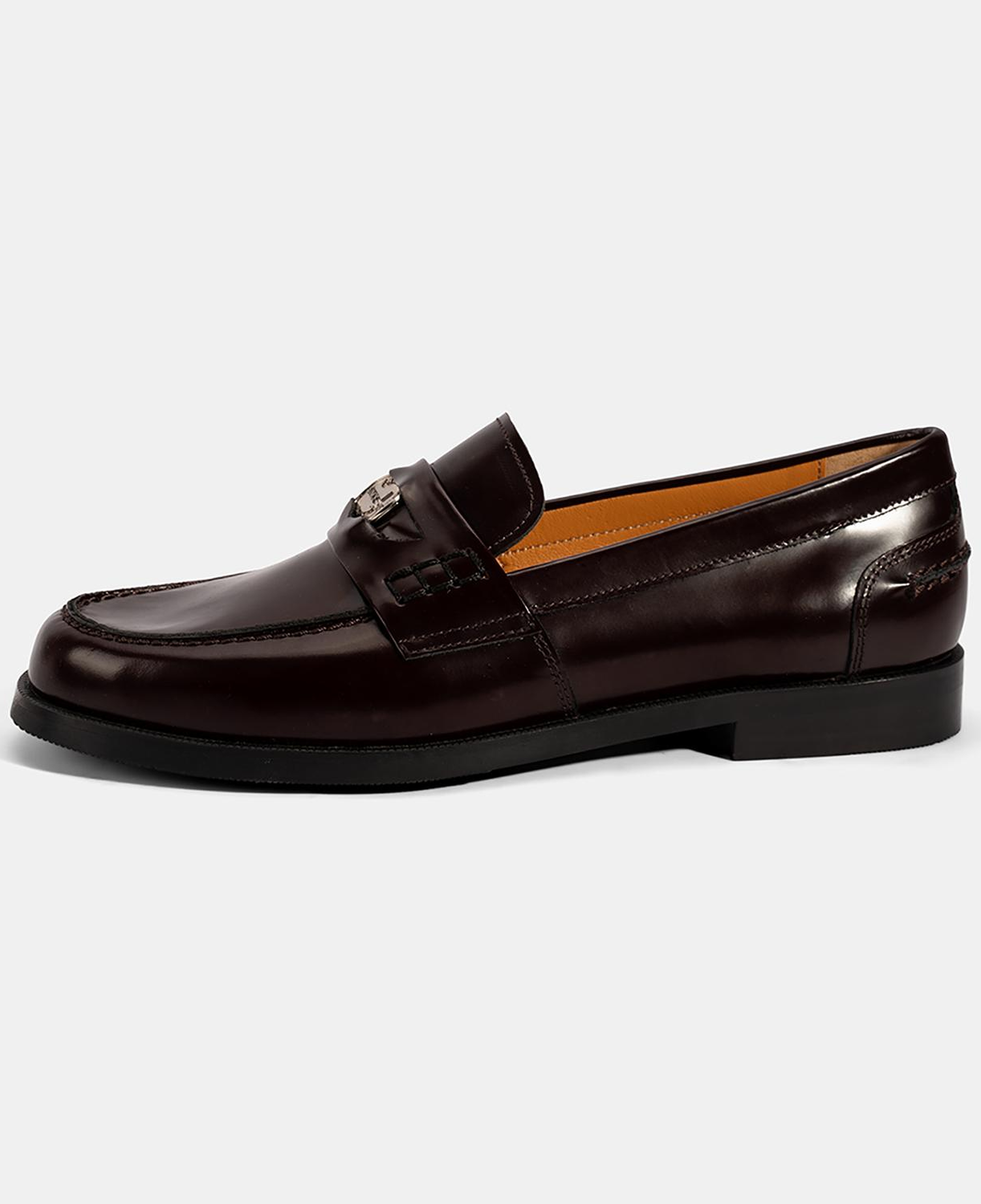 Kadın Bordo Metal Toka Detaylı Deri Loafer