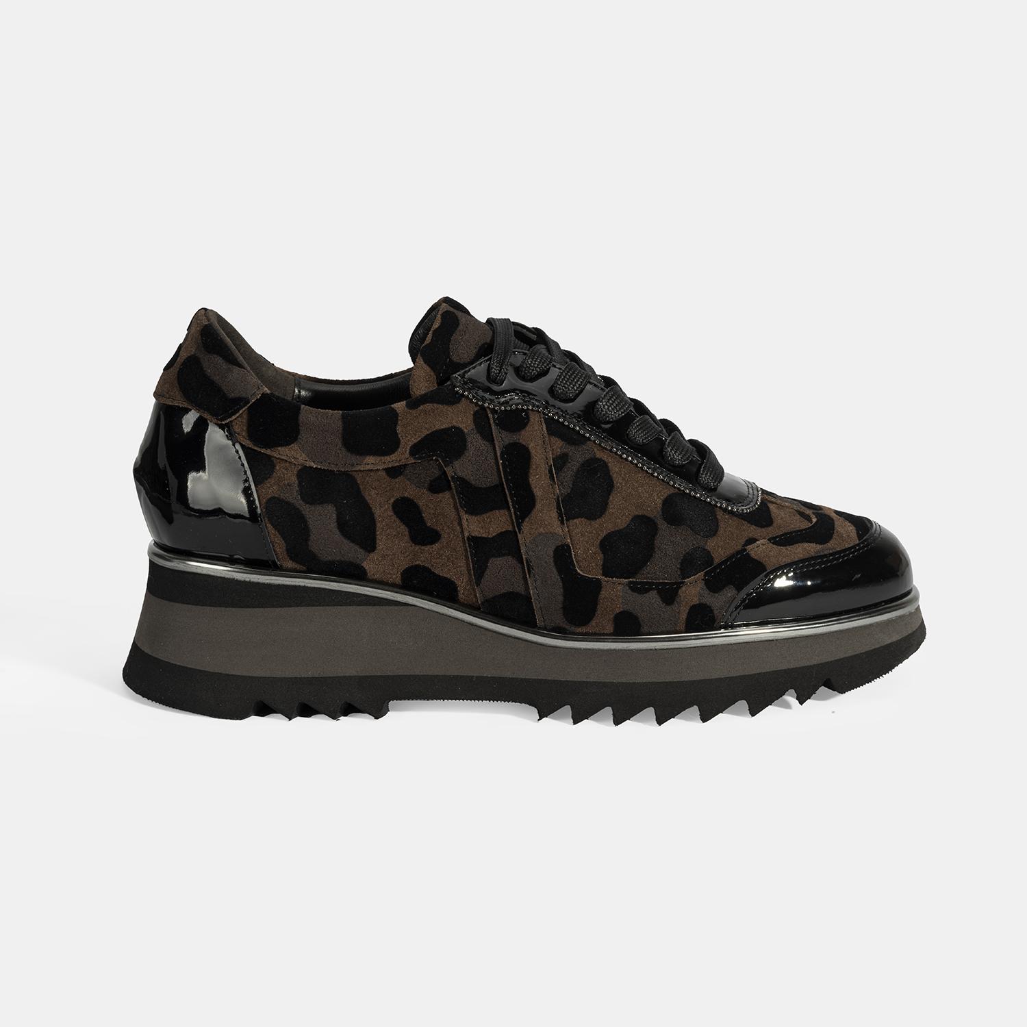 Luca Grossi Kadın Leopar Desenli Süet Deri Sneaker