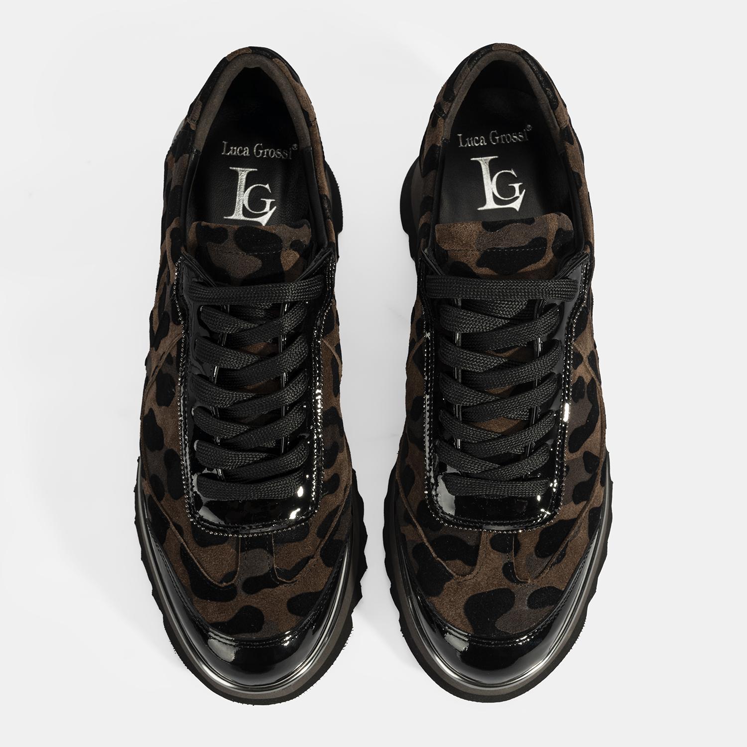 Luca Grossi Kadın Leopar Desenli Süet Deri Sneaker